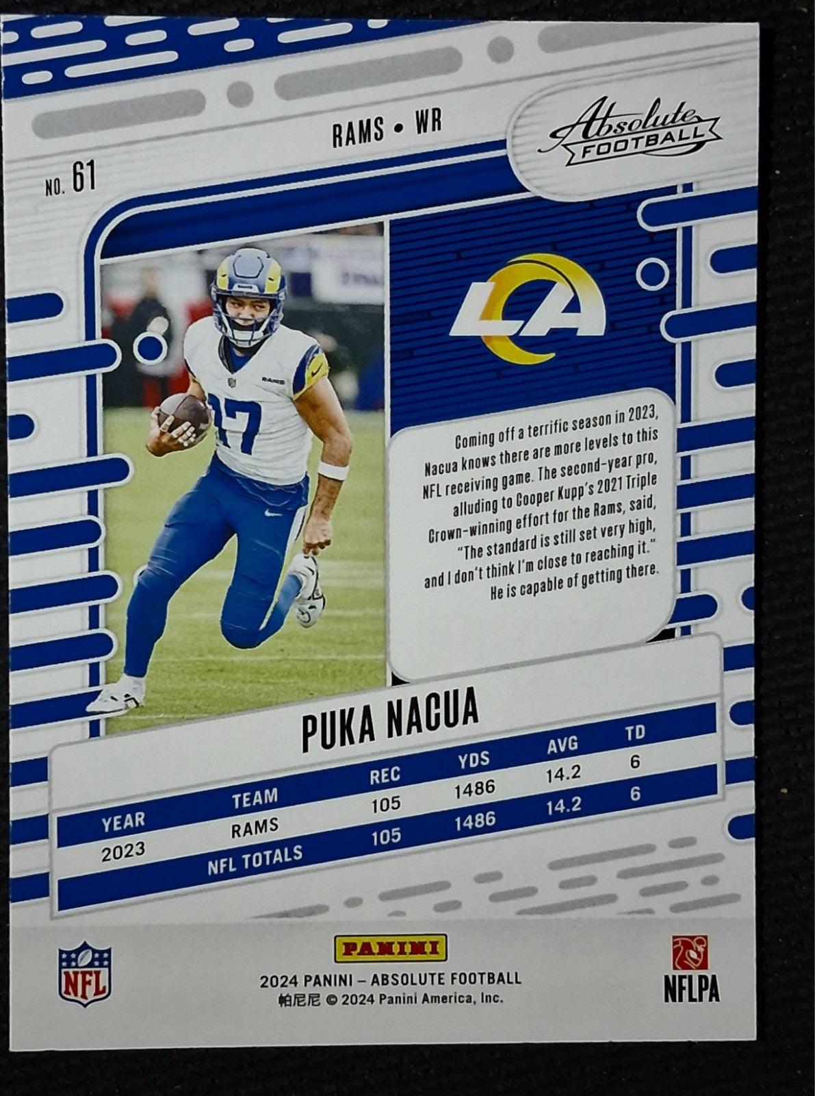 2024 Panini Absolute Puka Nacua(WR) LA Rams Base Set #61