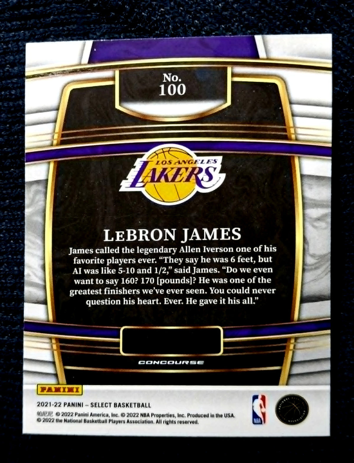 2020-21 Panini Select LeBRON JAMES [Concourse Blue Silver Prizm] #100 LA Lakers