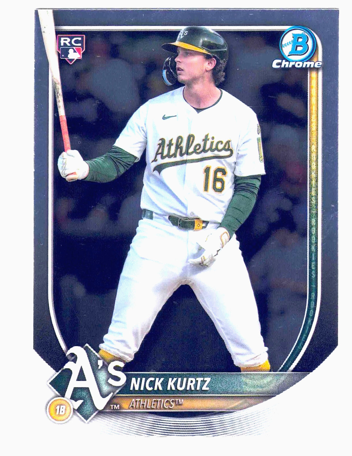 2025 Bowman MLB Chrome NICK KURTZ #93 [Base Rookie] Oakland A's (RC) Badge