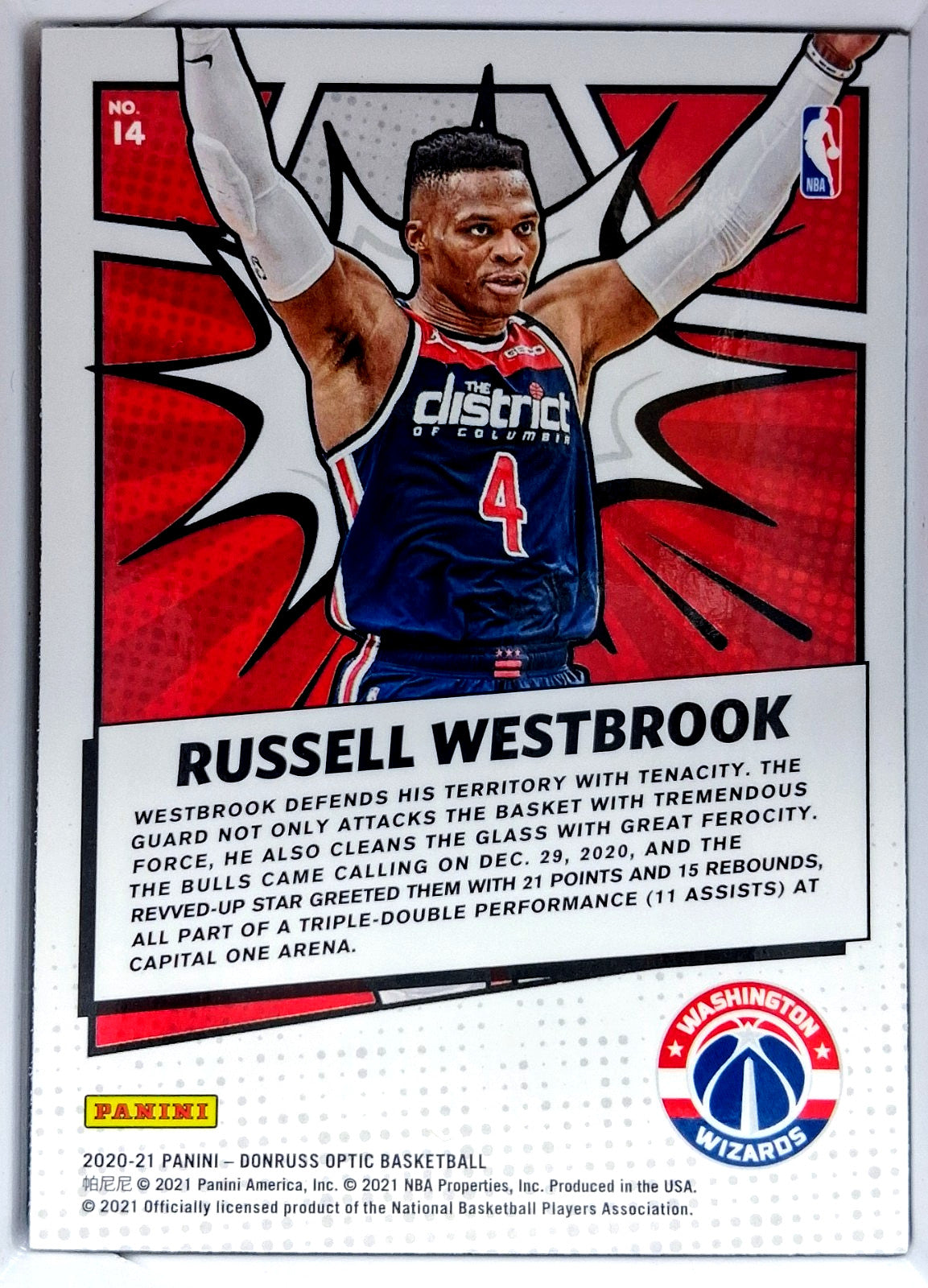 2020-21 Donruss NBA Optic RUSSELL WESTBROOK #14 [My House] Washington Wizards