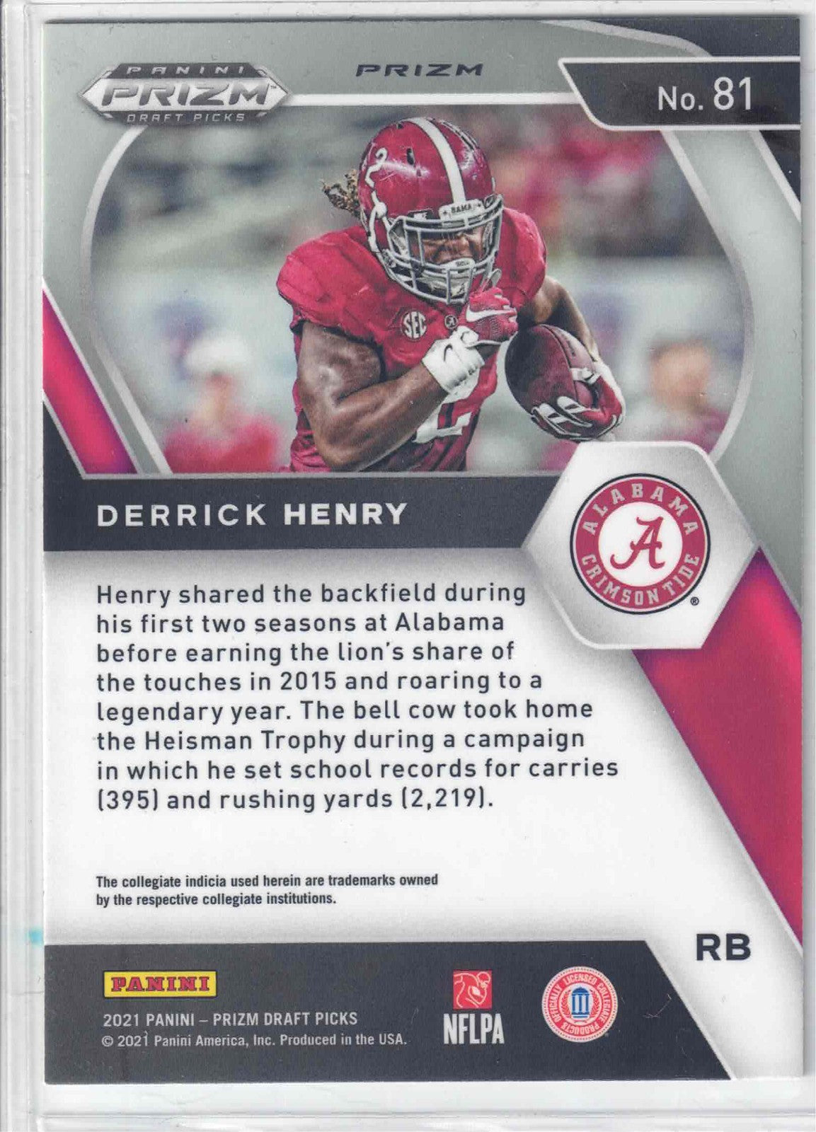 2021 PaninI NFL Prizm DERRICK HENRY #81 Draft Pick [Gold Ice Prizm] Alabama Tide