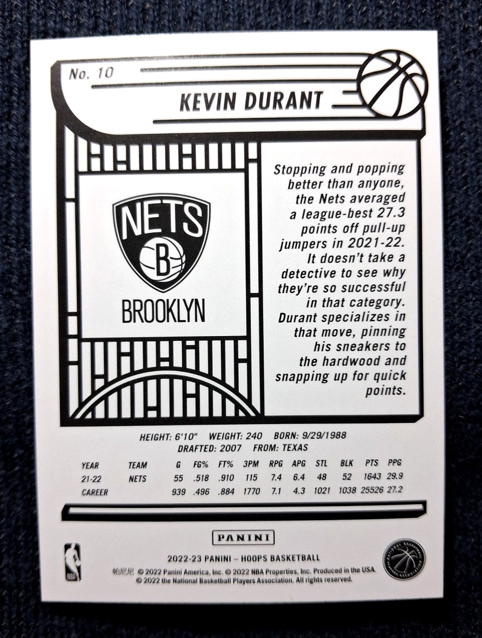 2022-23 Panini Hoops Basketball KEVIN DURANT #10 Base[Neon Green] Brooklyn Nets