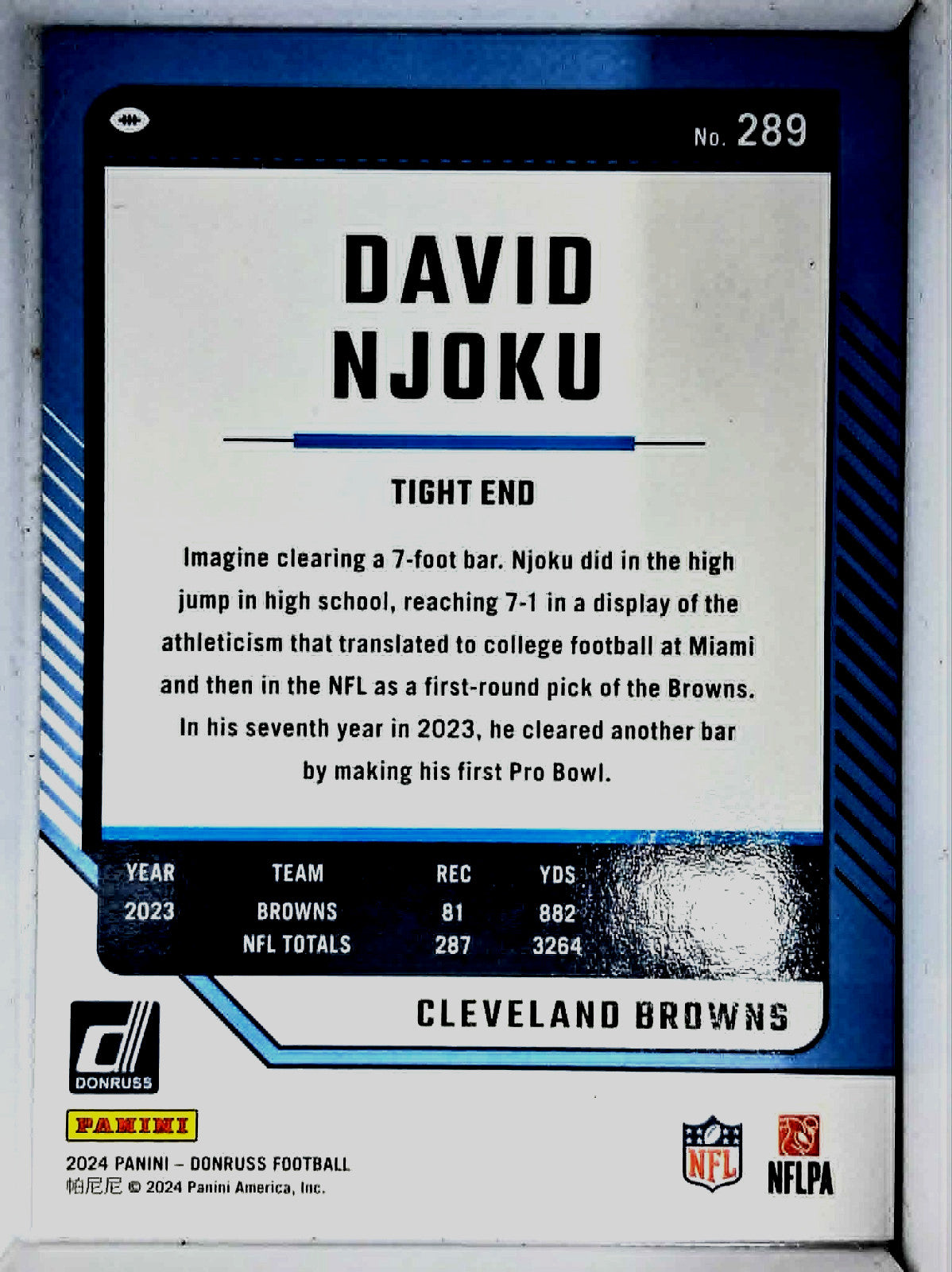 2024 Panini NFL Donruss DAVID NJOKU#289 [Red Press Proof] Cleveland Browns