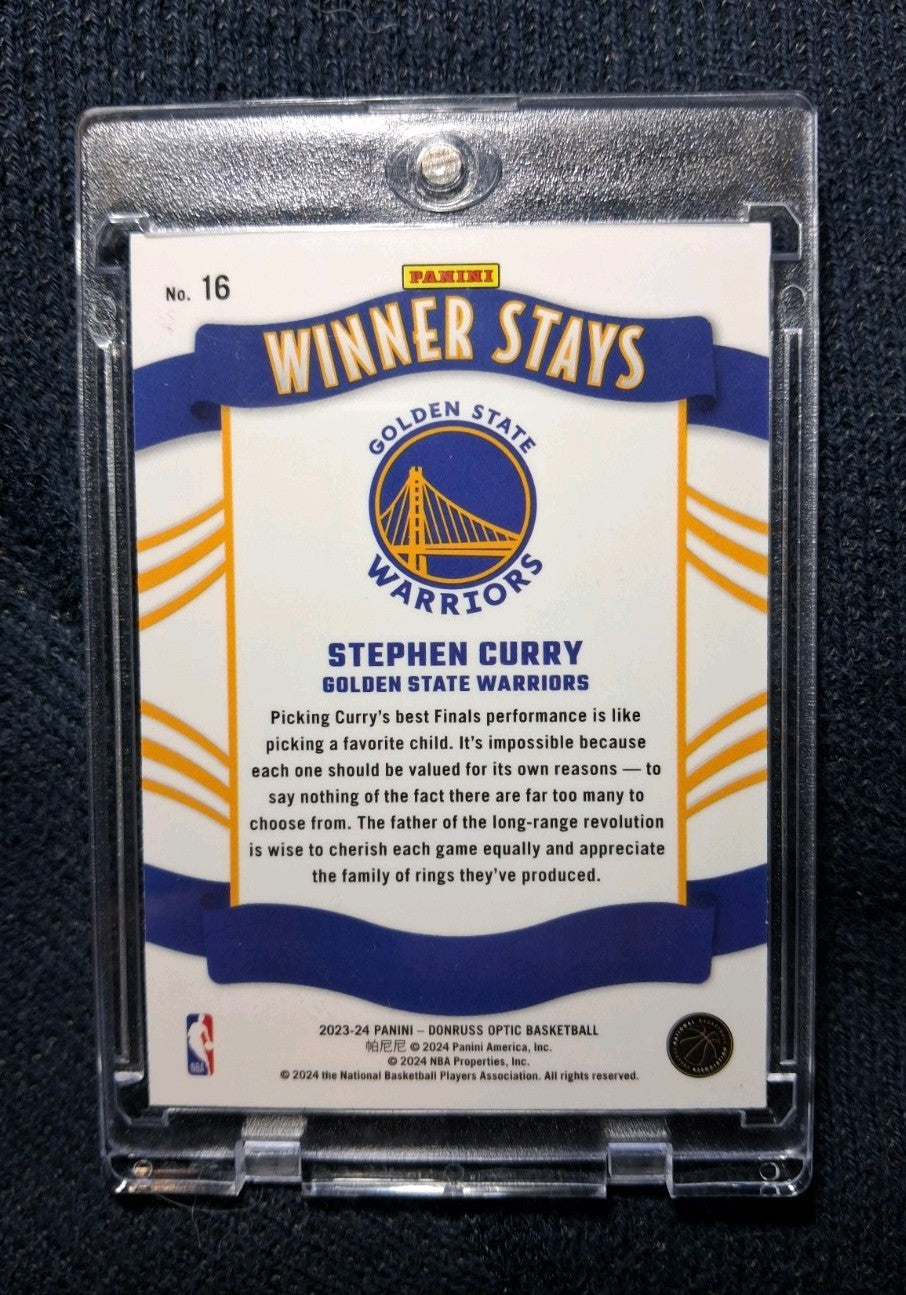 2023-24 Donruss Optic #16 Stephen Curry Winner Stays Golden State Warriors