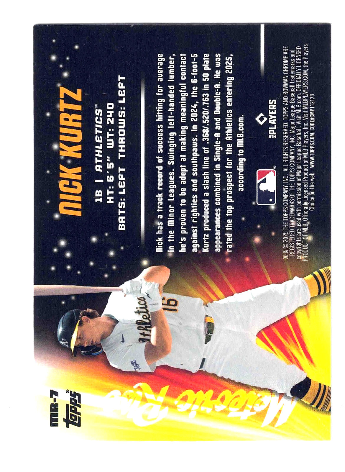 2025 Bowman Chrome NICK KURTZ #MR-7 [Rookie Insert] Meteoric Rise