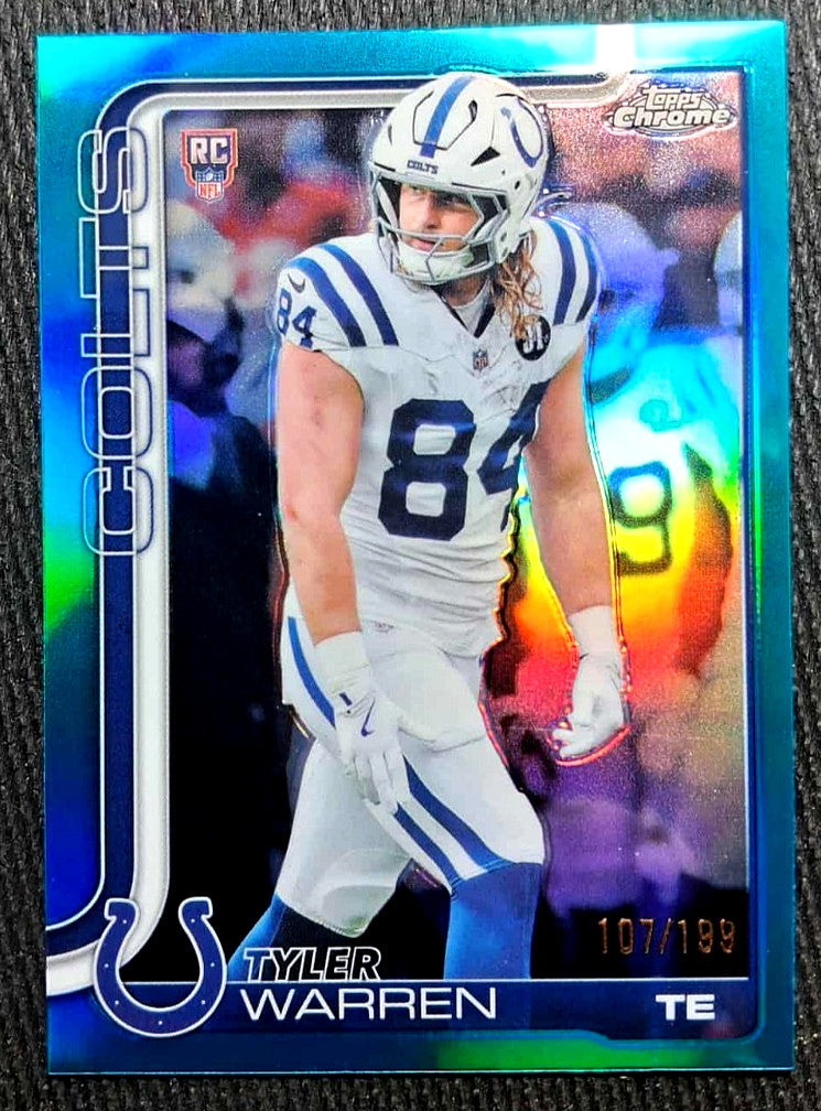 2025 Topps NFL Chrome TYLER WARREN #346 [Aqua Blue Refactor] /199 Rookie Badge