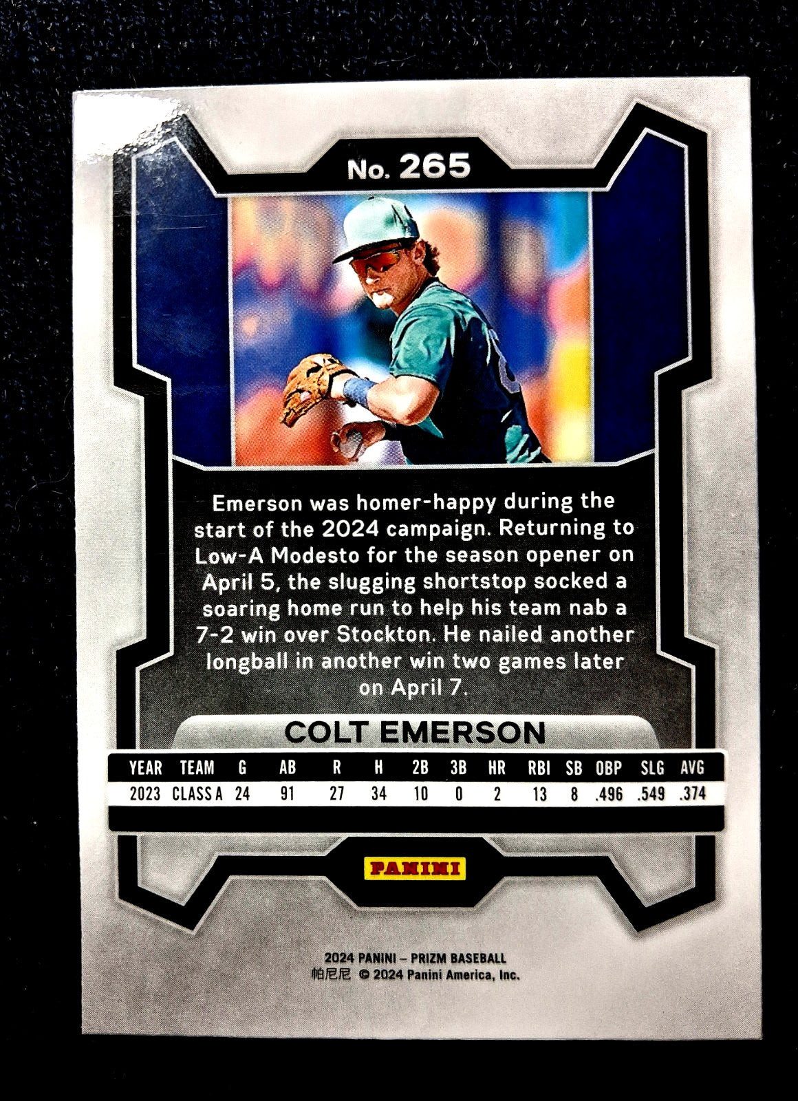 2024 Panini MLB Prizm COLT EMERSON #265 [Base] Seattle Mariners