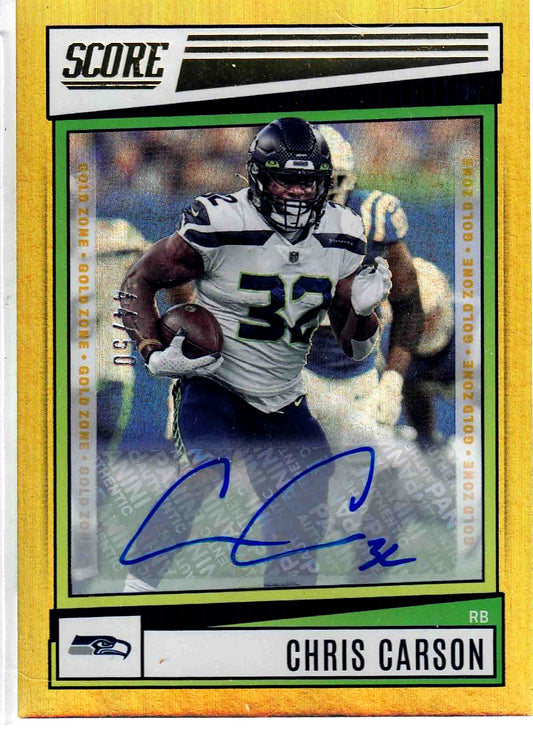 2022 Score NFL  CHRIS CARSON #175 [Gold Zone] Autograph 44/50 Seattle Seahawks