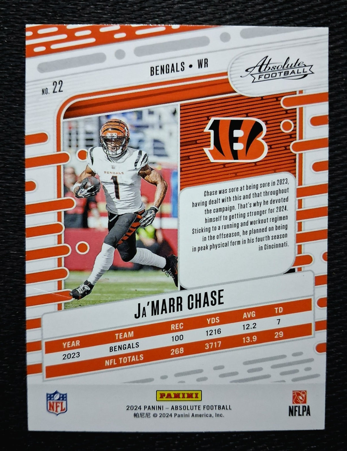 2024 Panini NFL Absolute Ja'MARR CHASE #22 [Base Set] Cincinnati Bengals