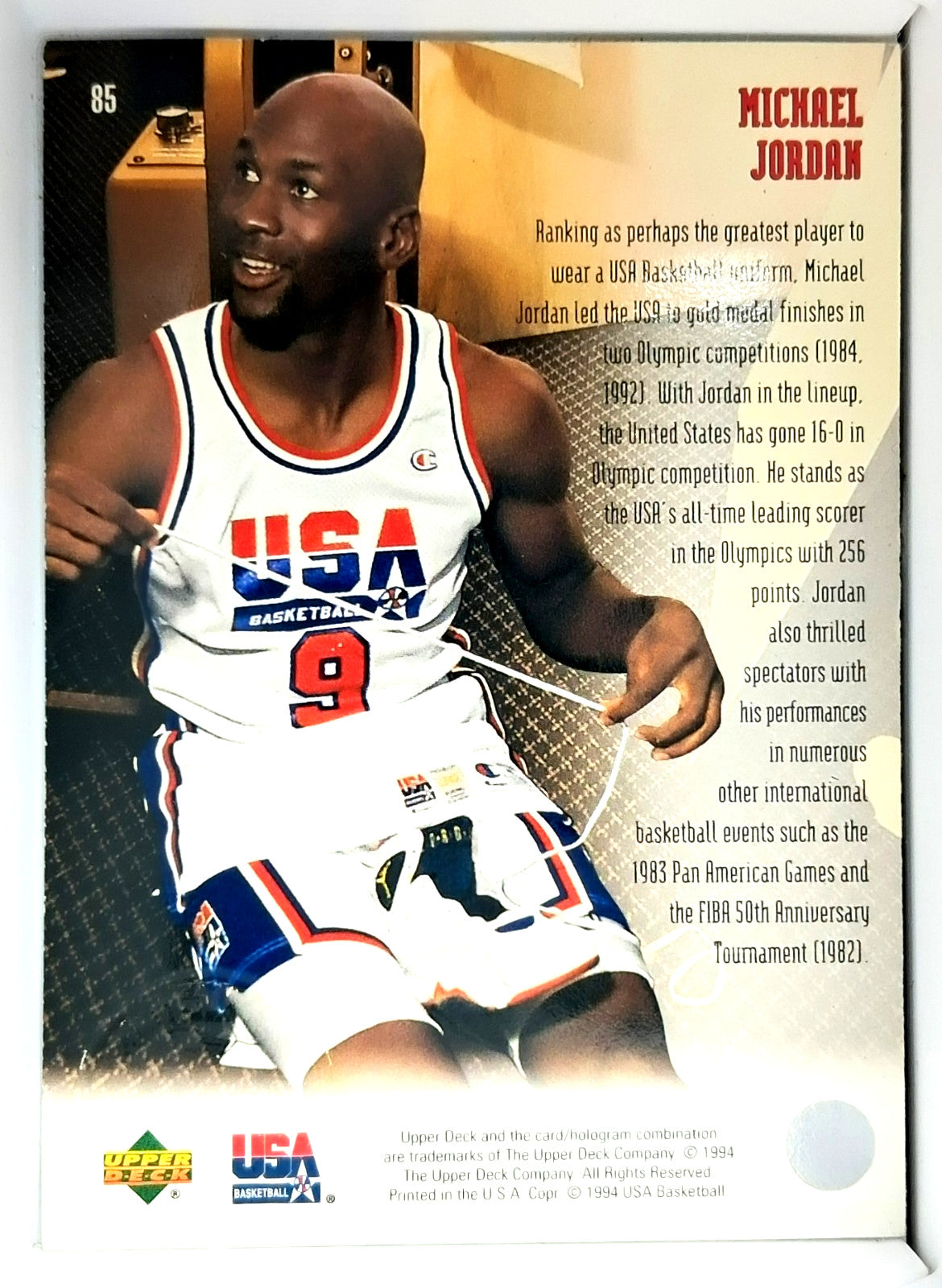 1994 Upper Deck Basketball MICHAEL JORDAN #85 [USA All Time Greats] NrMt
