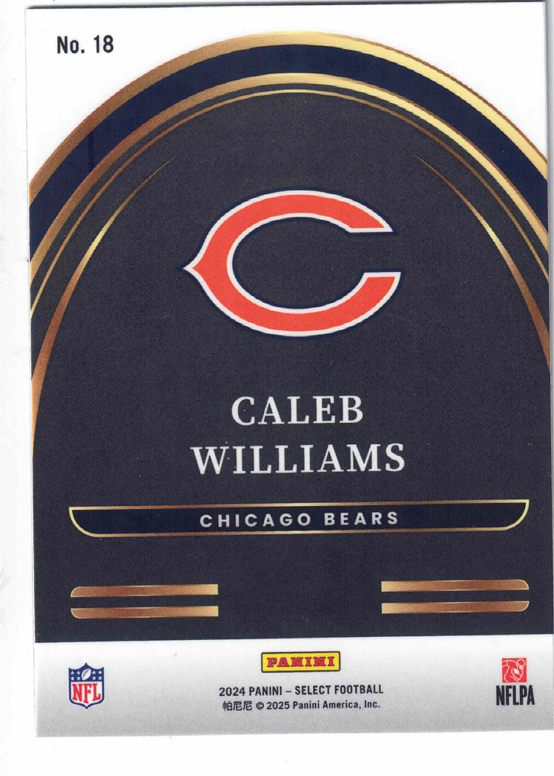 2024 Panini Select CALEB WILLIAMS #18 [Future Rookie] Chicago Bears (RC)