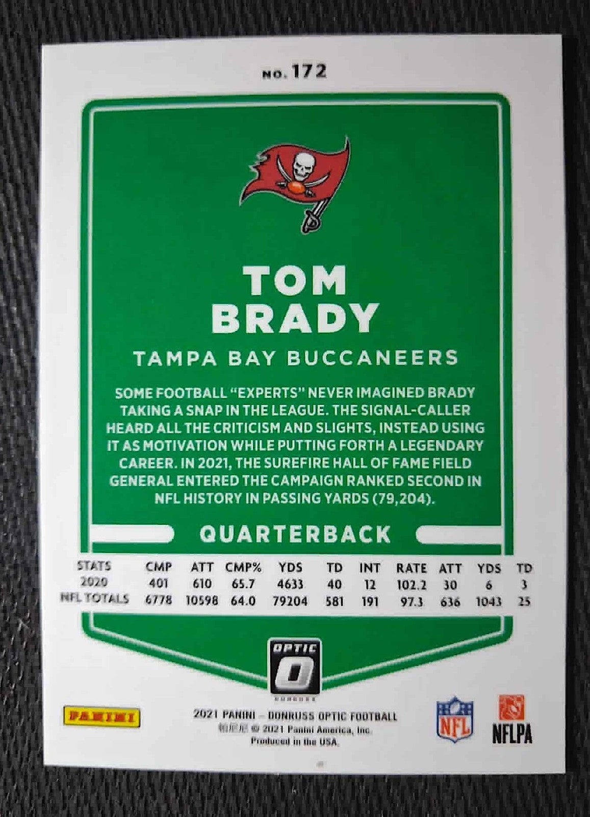 2021 Panini Donruss Optic Football #172 TOM BRADY  Base Set