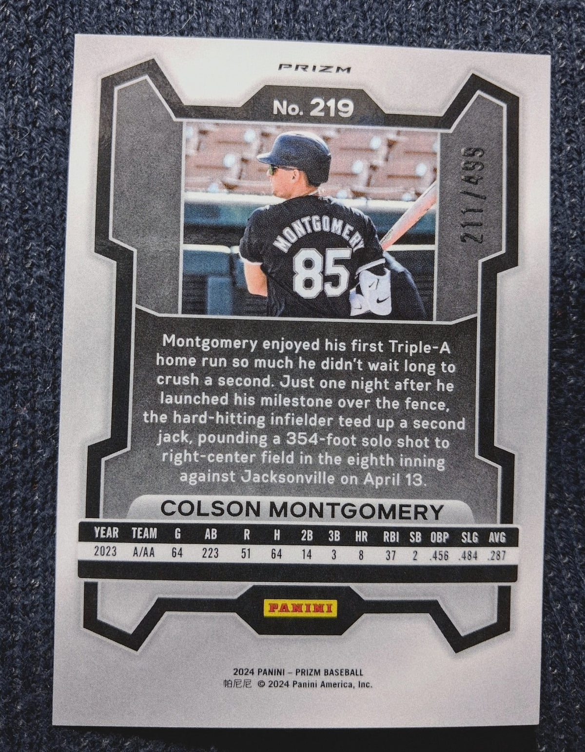 2024 Panini MLB Prizm COLSTON MONTGOMERY #219 [Pulsar] /499 Chicago White Sox