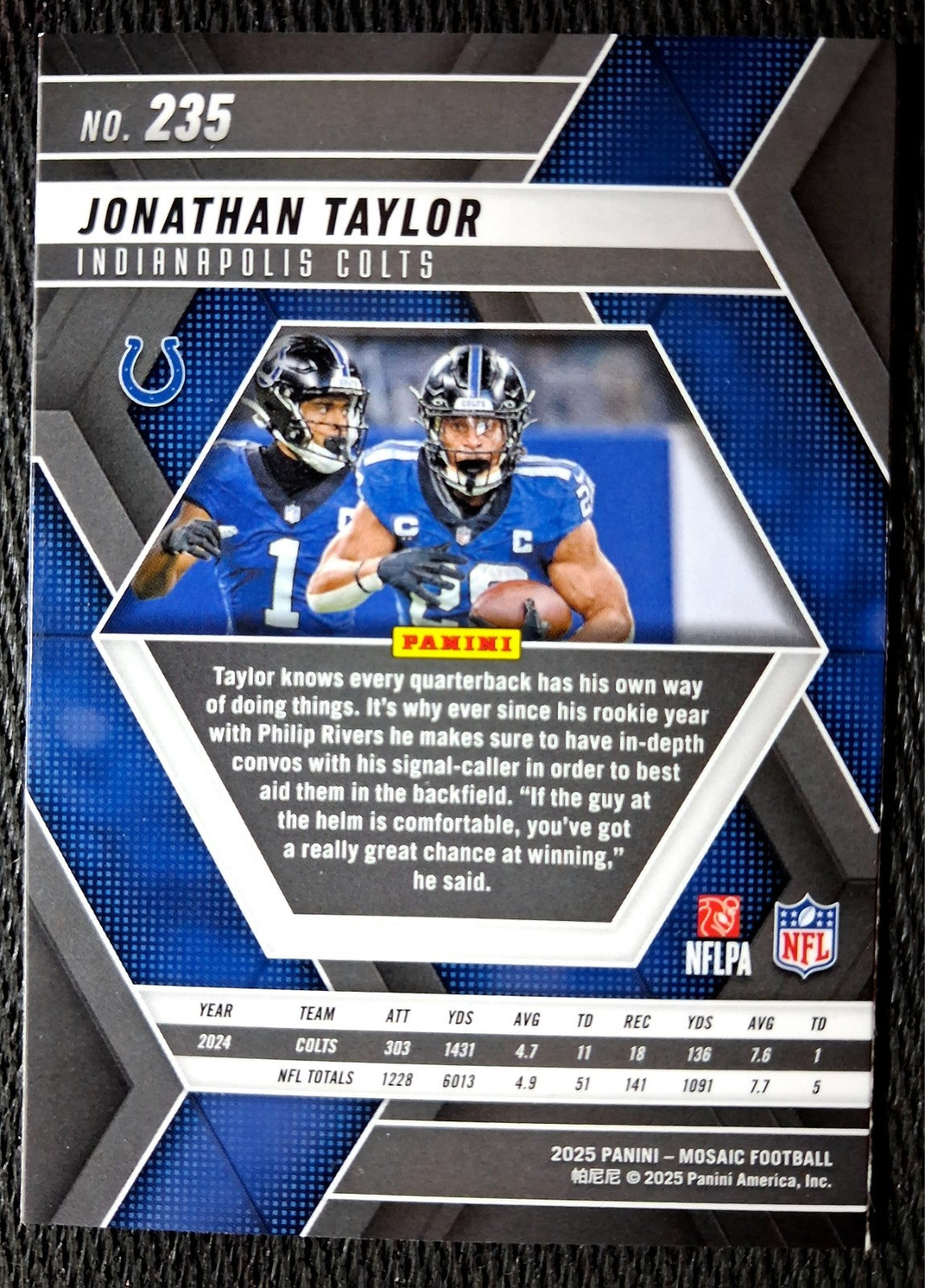 2025 Panini NFL Mosaic JONATHAN TAYLOR #235 [Base Silver] Indianapolis Colts
