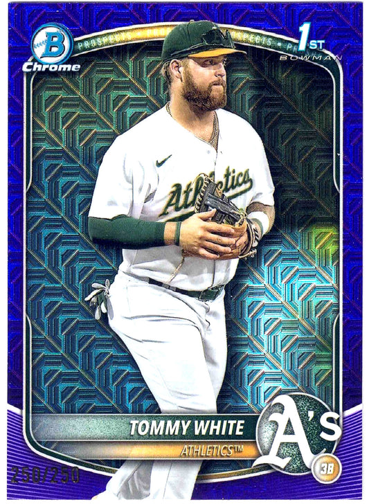 2025 Bowman MLB Chrome TOMMY WHITE #BCP 251 [Purple Mojo Refractor] Oakland A's