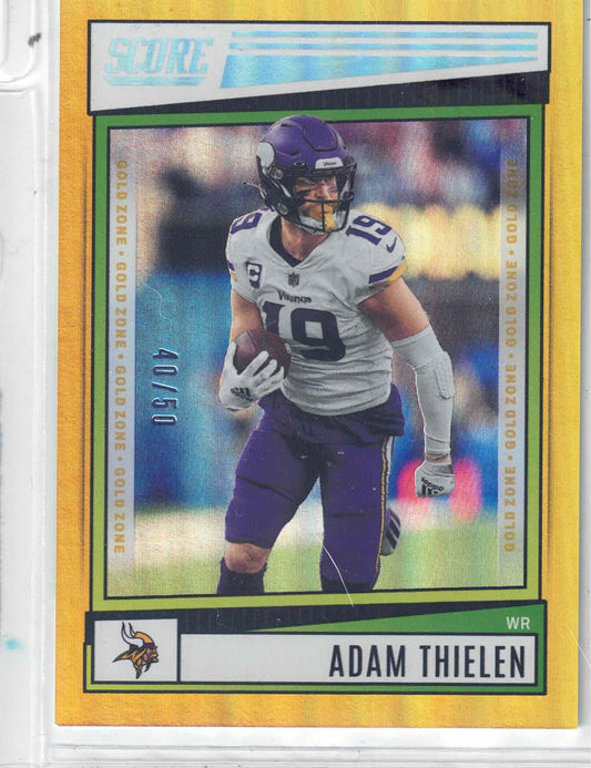2022 Score #104 ADAM THIELEN 40/50 Gold Zone Card Vikings