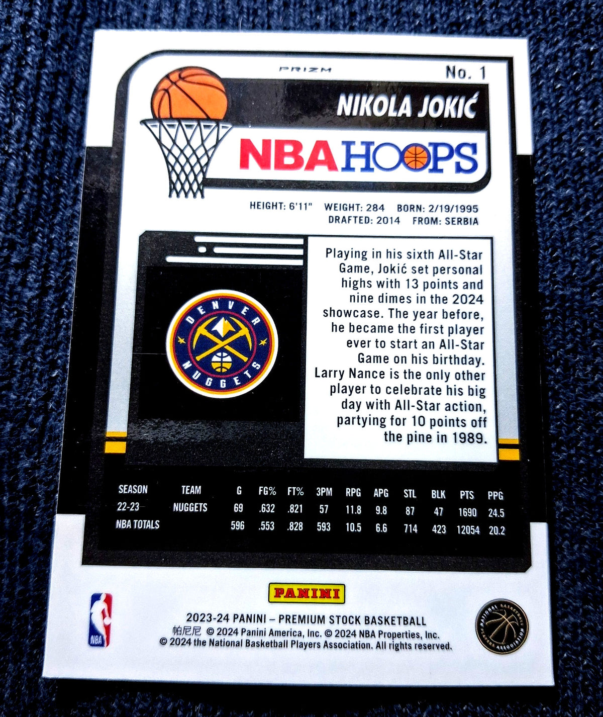 2023-24 NBA Hoops Premium Stock NIKOLA JOKIC #1 [Seismic Prizm] Denver Nuggets