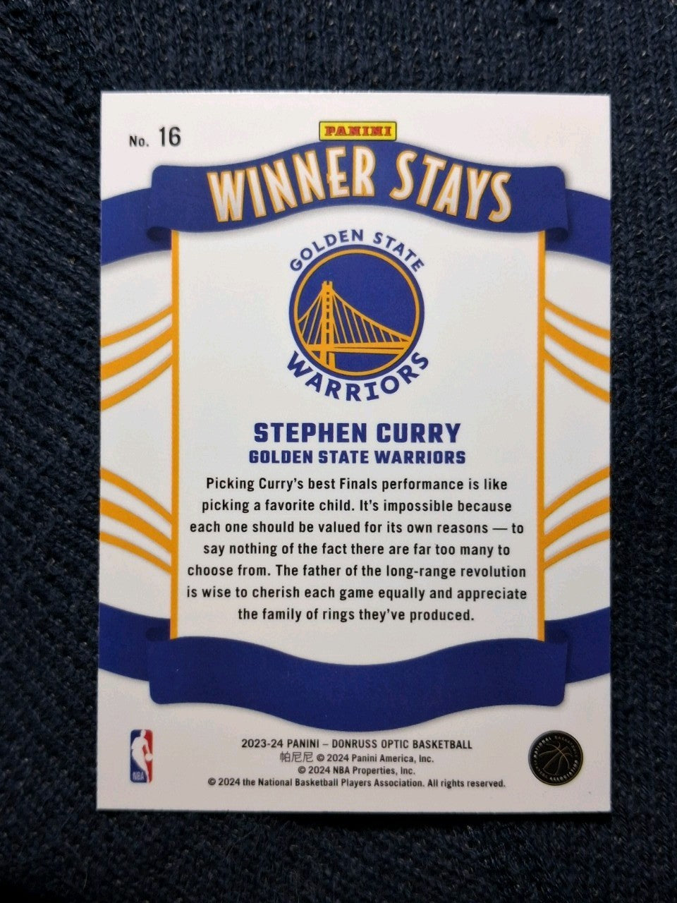 2023-24 Donruss Optic #16 Stephen Curry Winner Stays Golden State Warriors