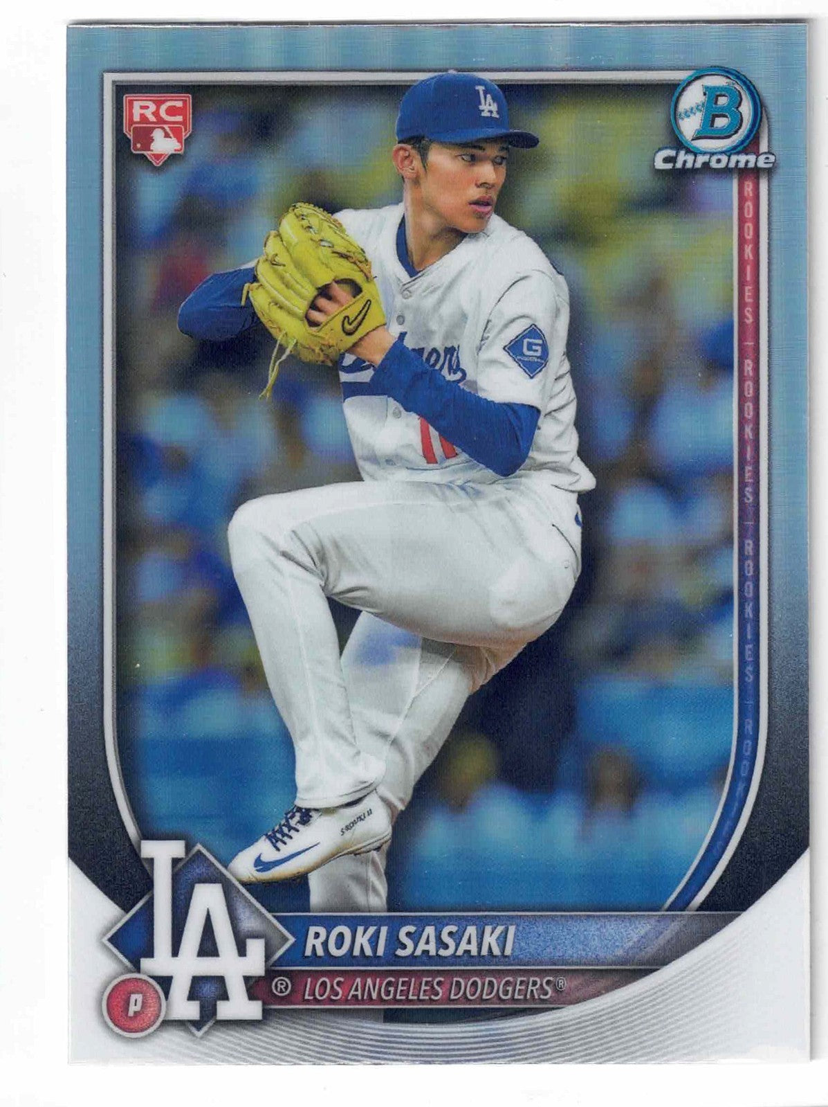 2025 Bowman MLB Chrome ROKI SASAKI #12 [Refractor Red Rookie Badge] L.A. Dodgers