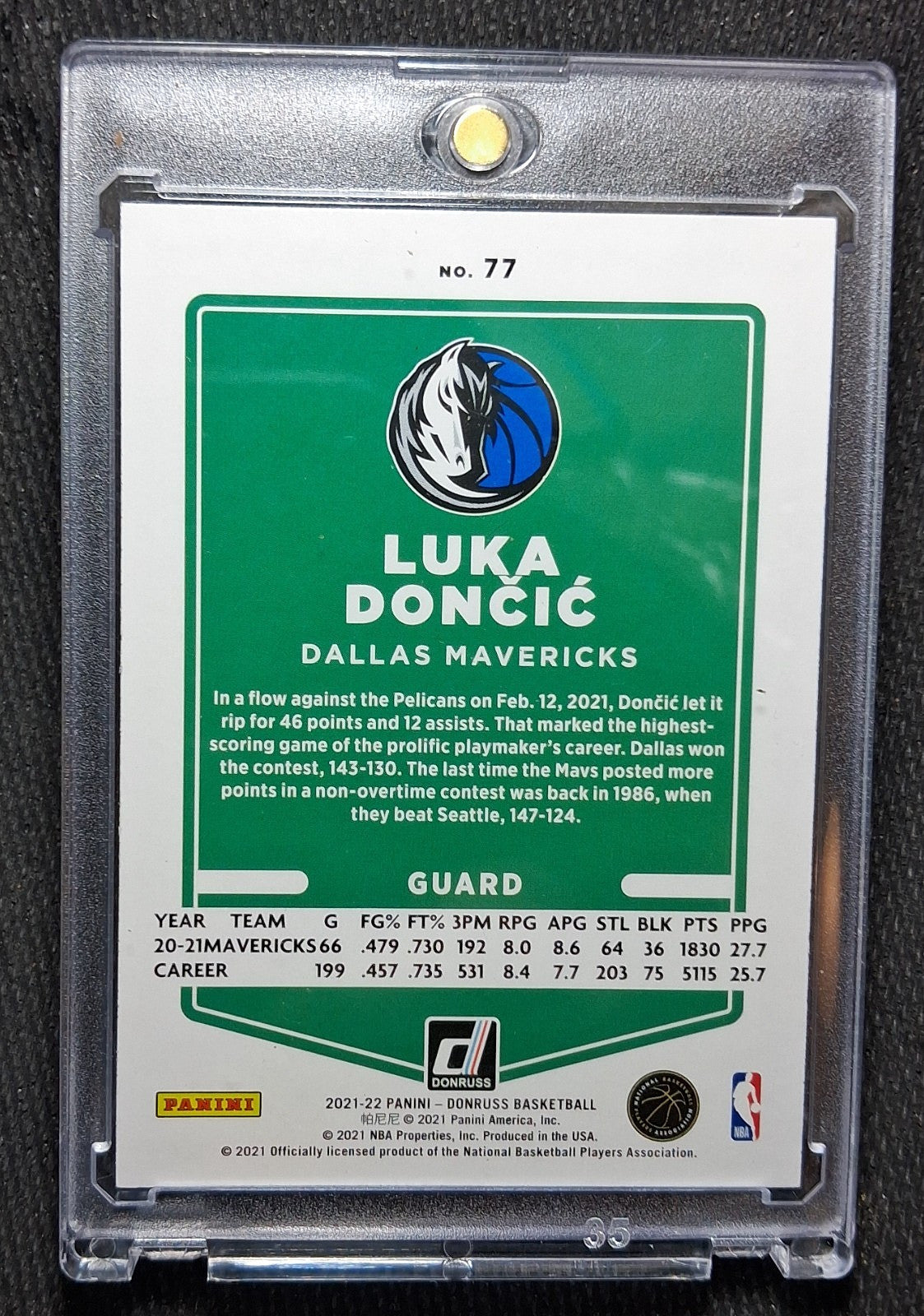 2021-22 Panini Donruss Basketball LUKA DONCIC #77 -Base Set - Dallas Mavericks