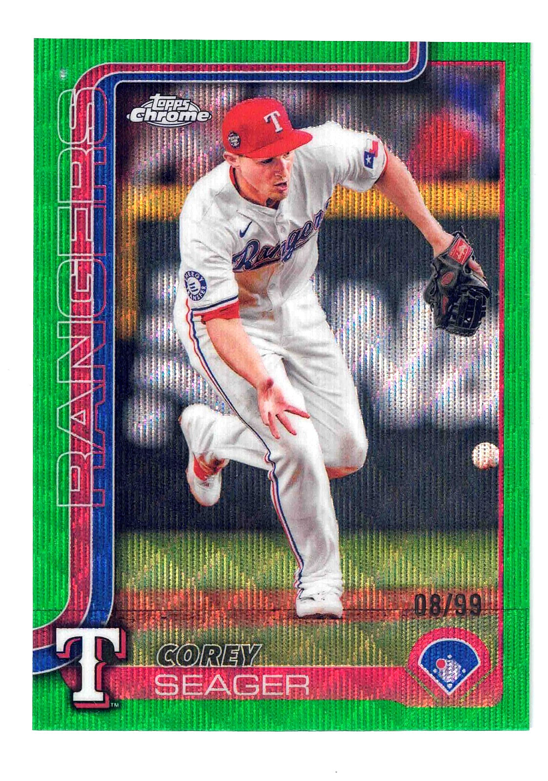 2025 Topps MLB Chrome COREY SEAGER #24[Green Geometric Refrac] /99 Texas Rangers