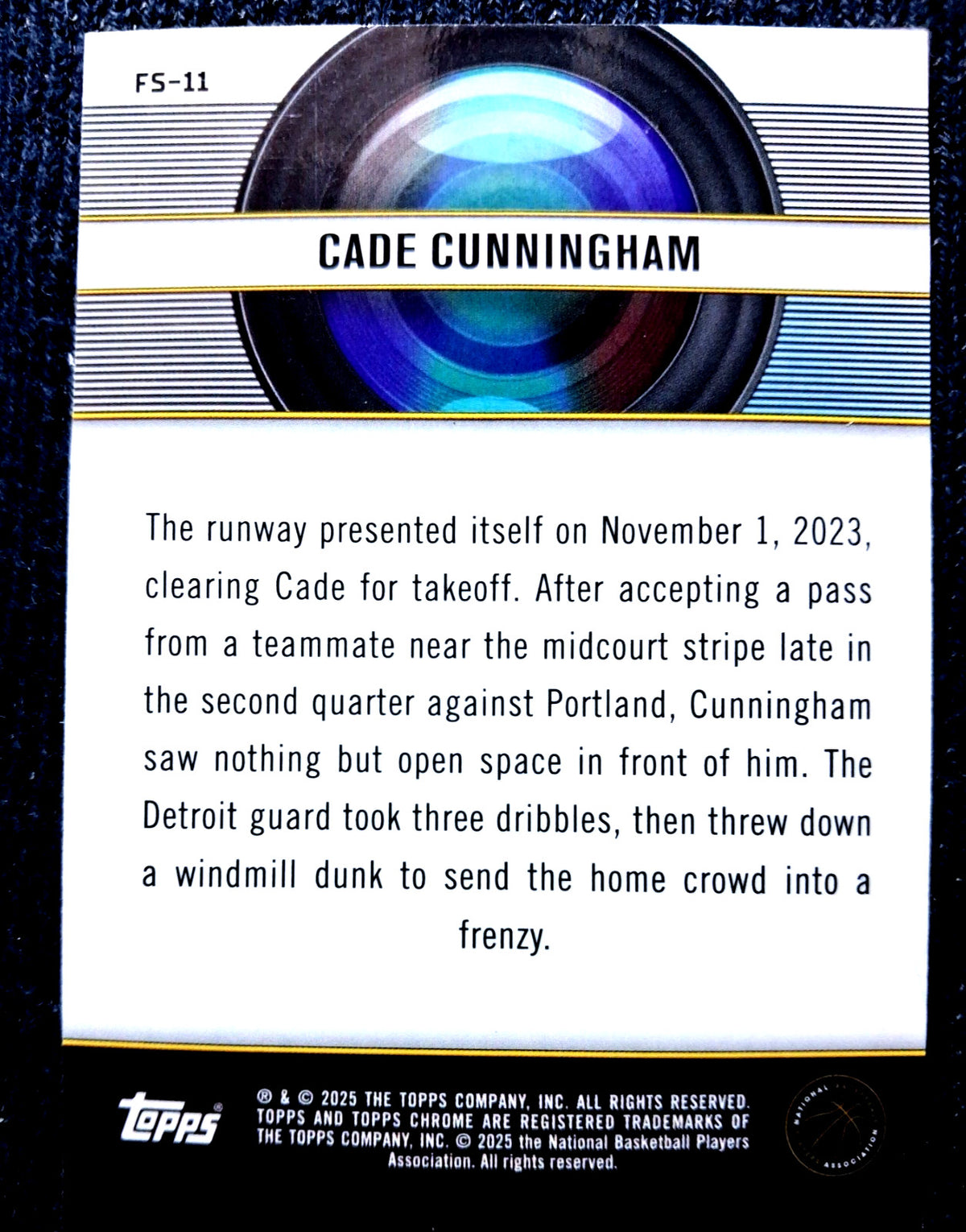 2024-25 Topps NBA Chrome CADE CUNNINGHAM [Film Study] #FS-11 Detroit Pistons
