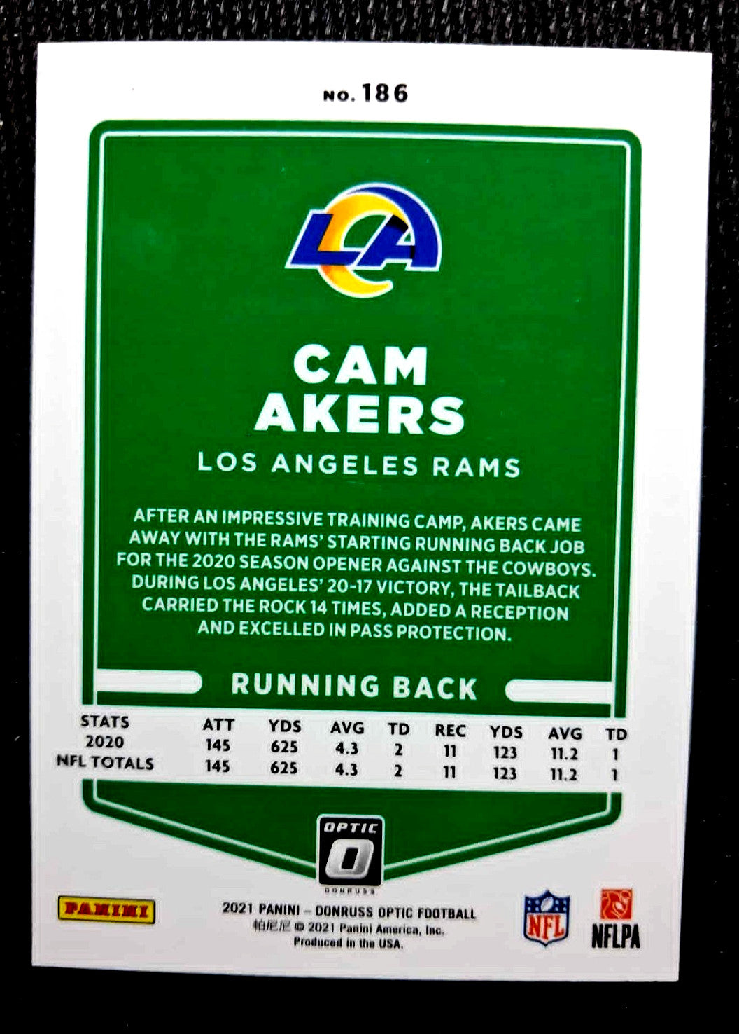 2021 Panini NFL Donruss Optic CAM AKERS #186 [Halo], Los Angeles Rams