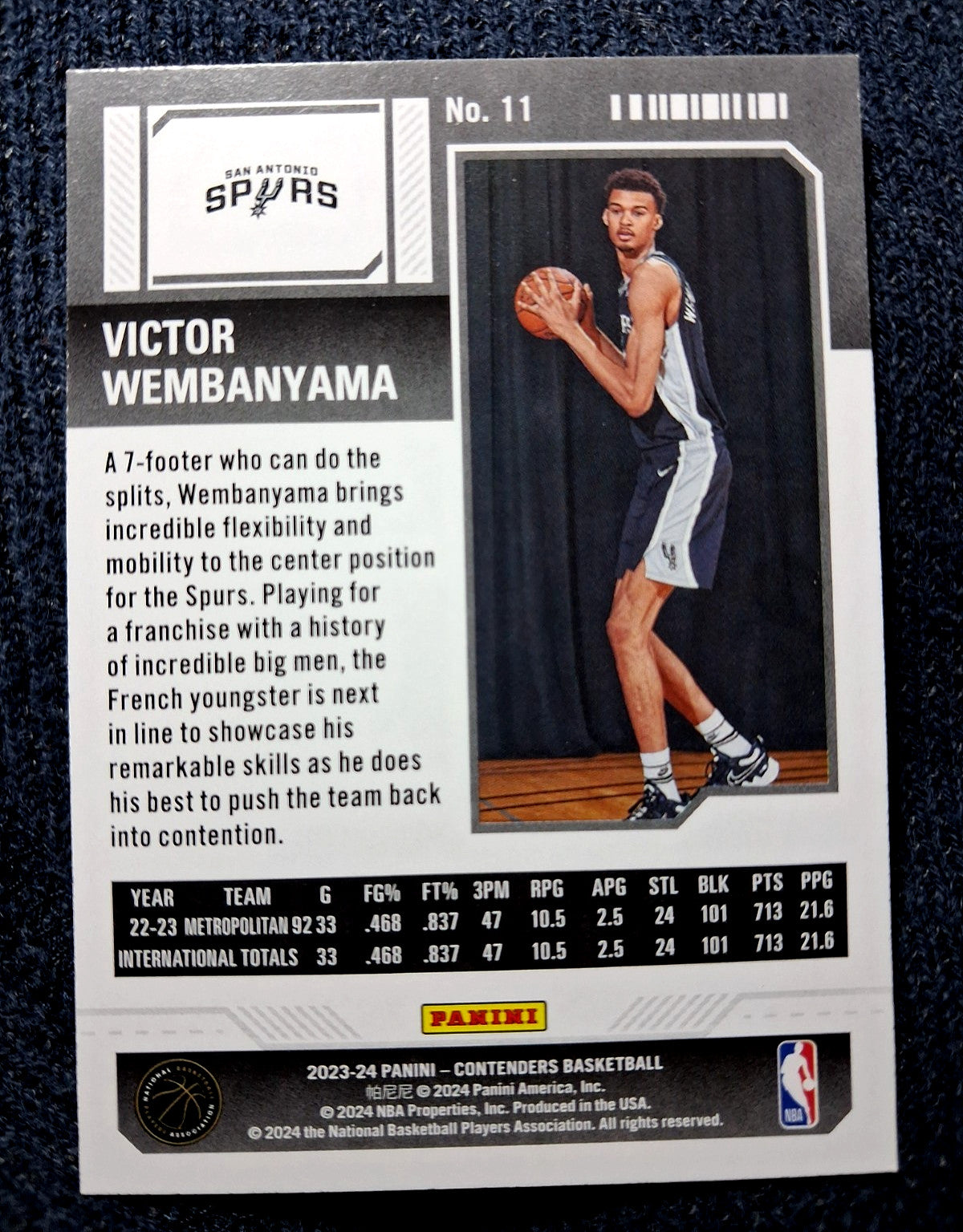 2023-24 Panini Contenders VICTOR WEMBANYAMA #11 [Season Ticket]San Antonio Spurs