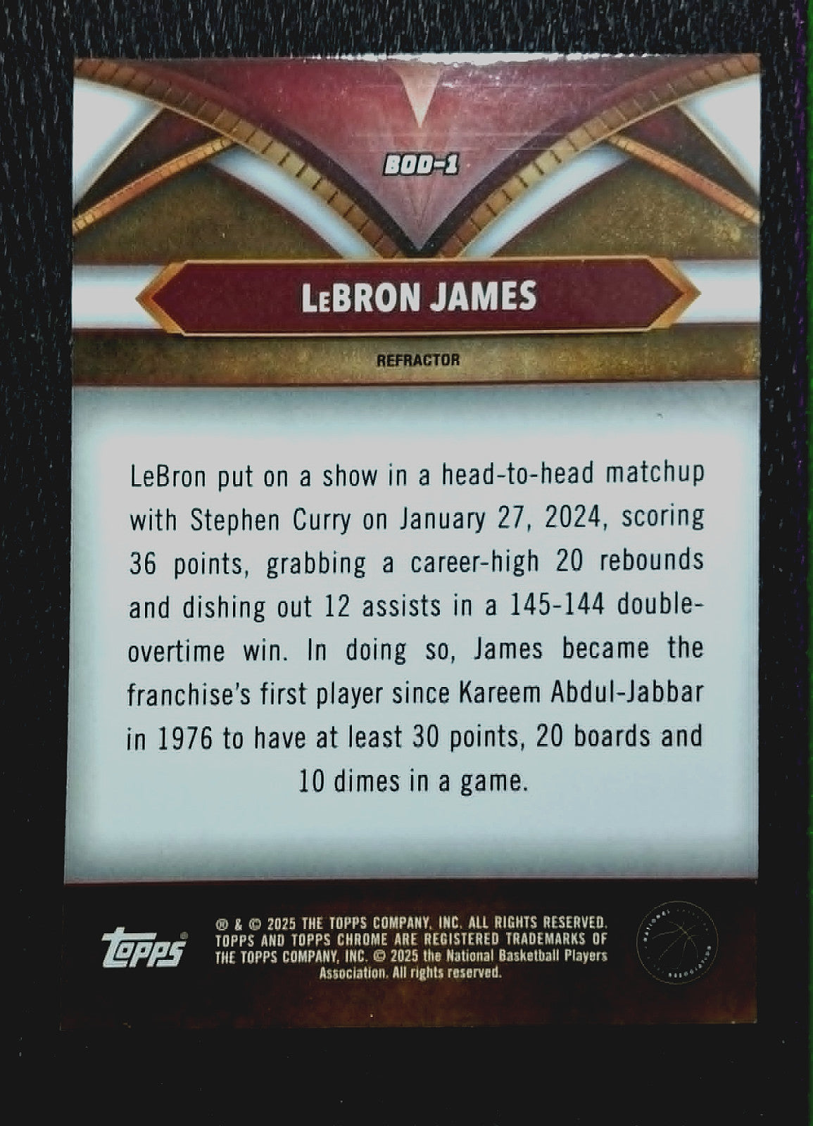 2024-25 NBA Topps Chrome LeBRON JAMES #BOD-1 [Ball of Duty Refractor] LA Laker