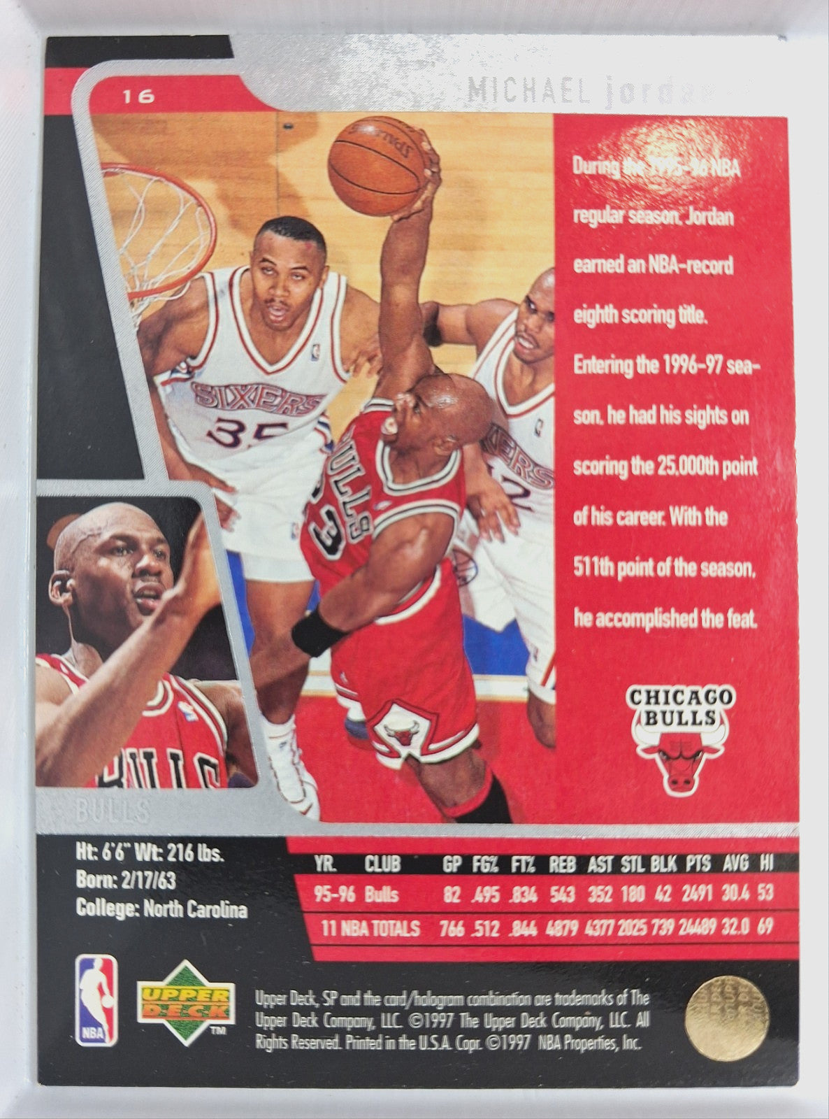 1996-97 NBA Upper Deck SP MICHAEL JORDAN #16 [Base] Chicago Bulls