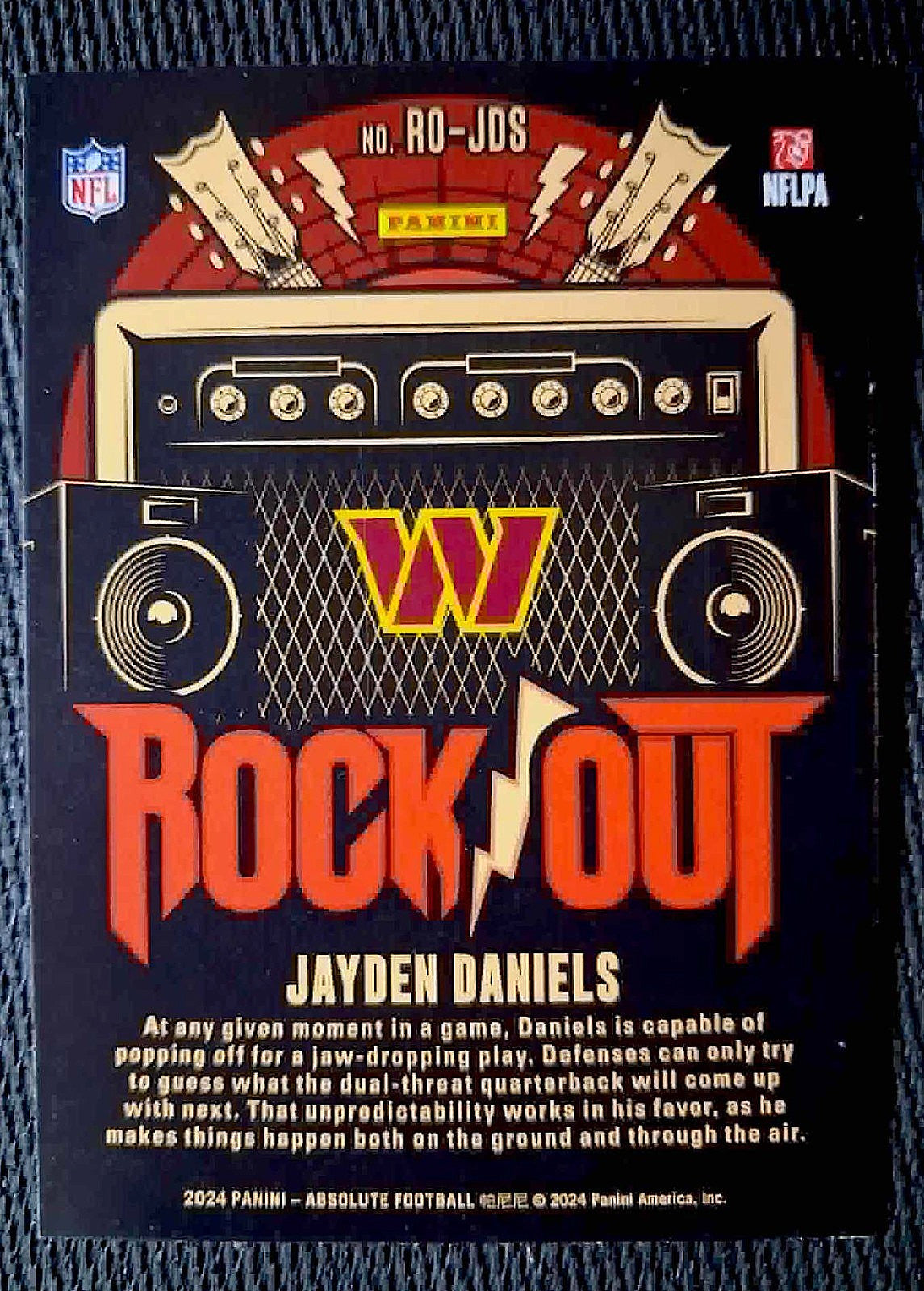2024 Panini Absolute #19 RO-JDS Jayden Daniels Rock Out Insert Red Rookie Badge