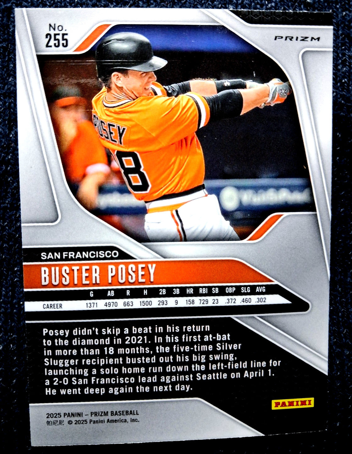 2025 Panini MLB Prizm BUSTER POSEY #255 [Pink Ice Prizm] San Francisco Giants
