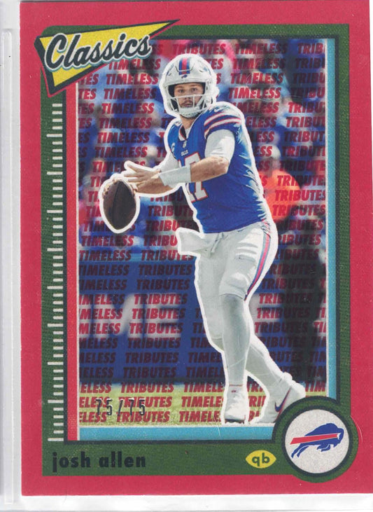 2022 Panini Classics JOSH ALLEN #9 [Timeless Tributes Red] Buffalo Bills