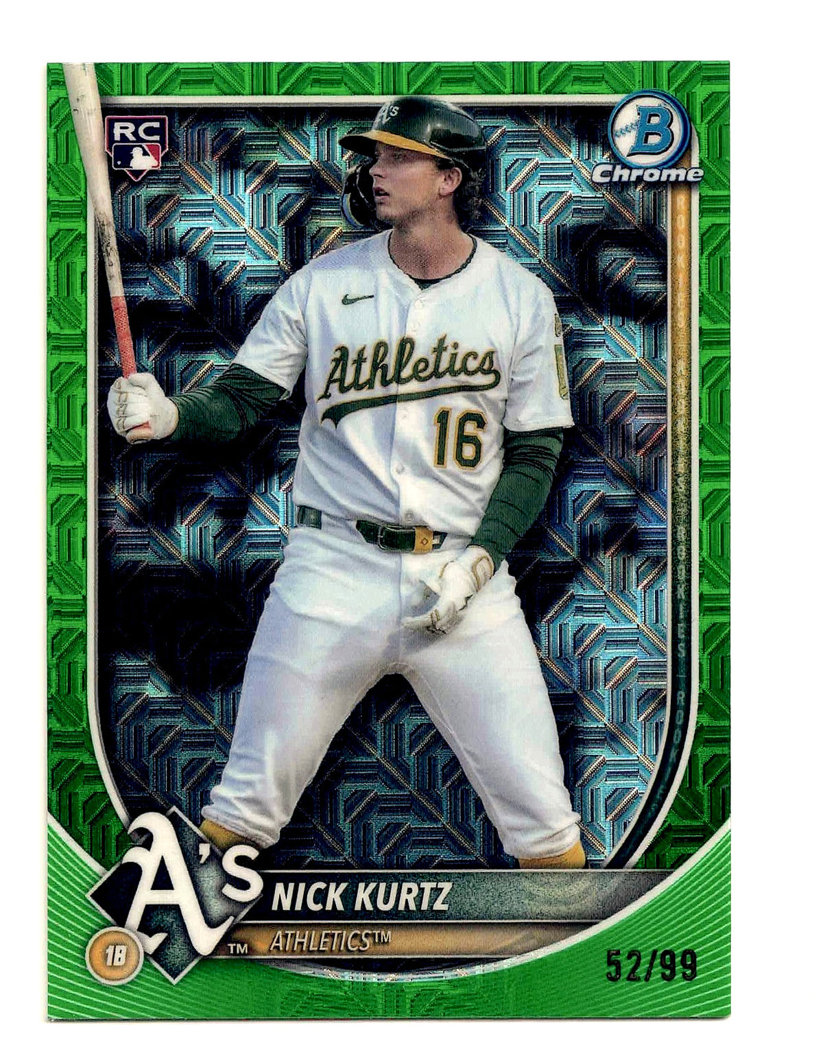 2025 Bowman Baseball Mega Box NICK KURTZ #93 Green Mojo Chrome Refractor(RC) /99
