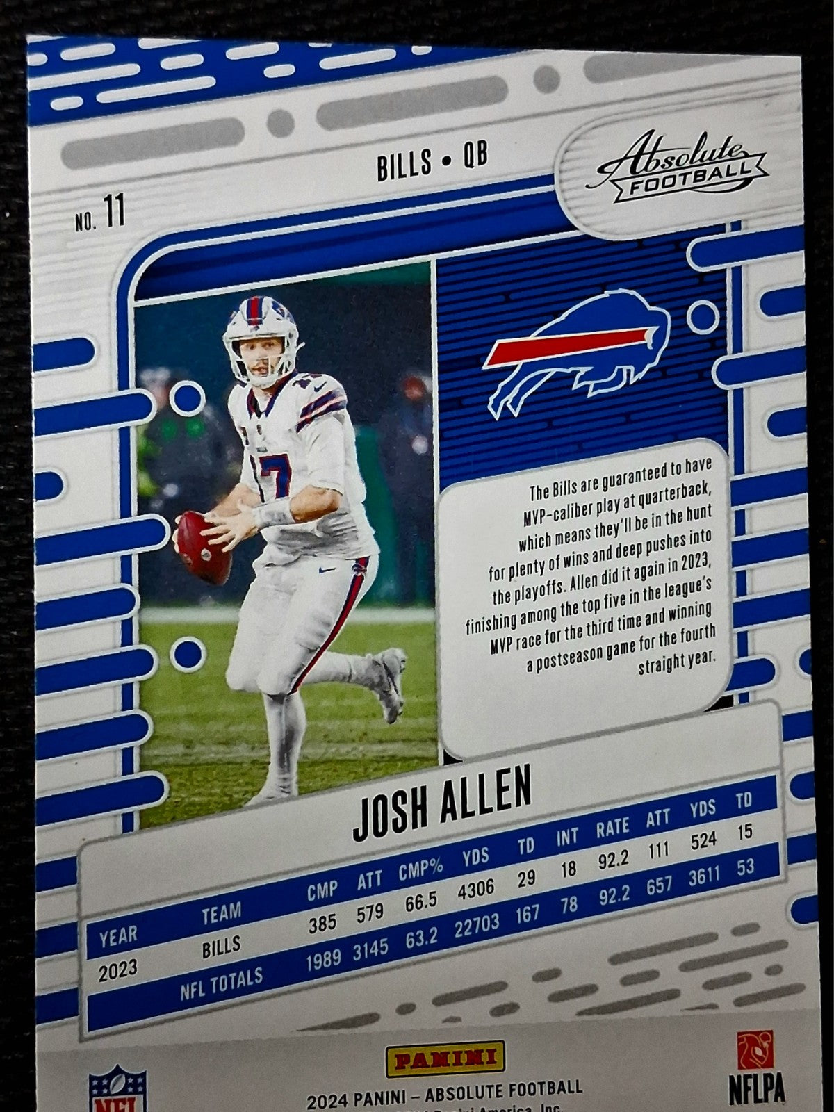 2024 Panini Absolute Josh Allen (QB) Buffalo Bills  Base Set #11