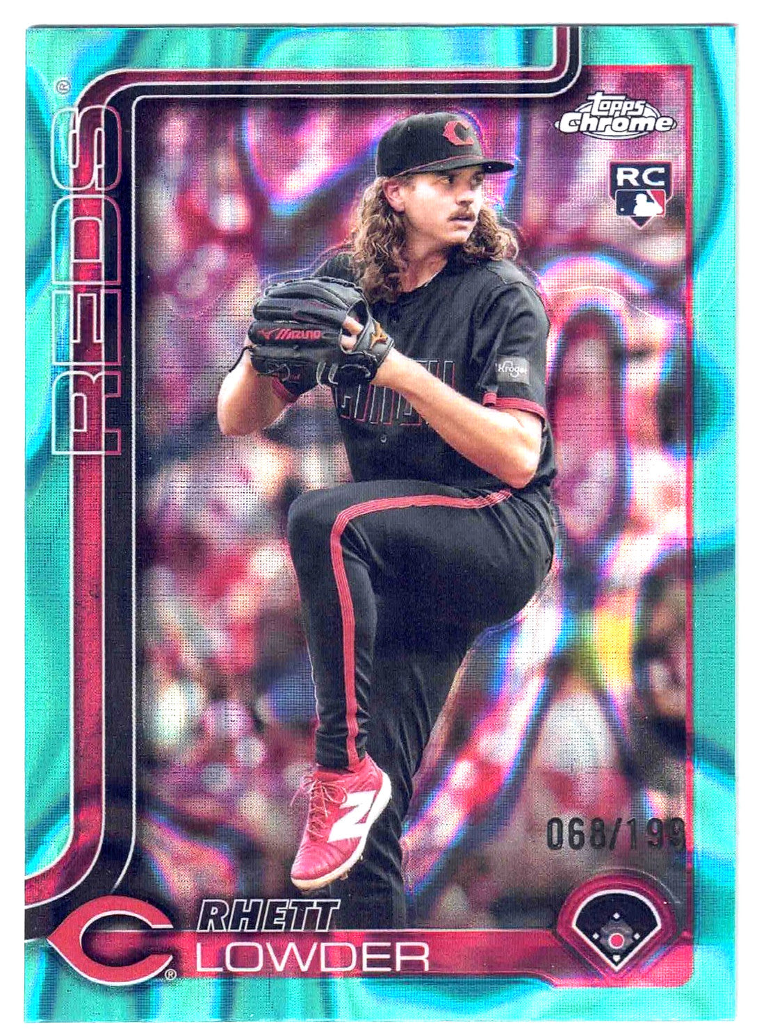 2025 Topps Chrome Baseball #147 RHETT LOWDER [Aqua Green Lava] /199 (RC)