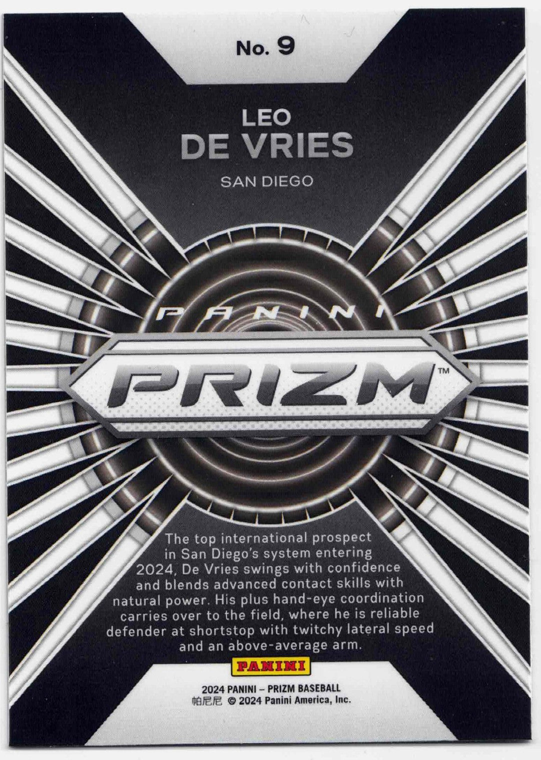 2024 Panini Prizm Baseball LEO DeVRIES #9 [Hype Rookie] San Diego Padres