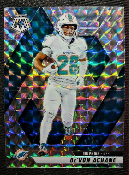 2025 Panini Mosaic NFL - #58 De’Von Achane, Miami Dolphins- Mosaic Prism Silver