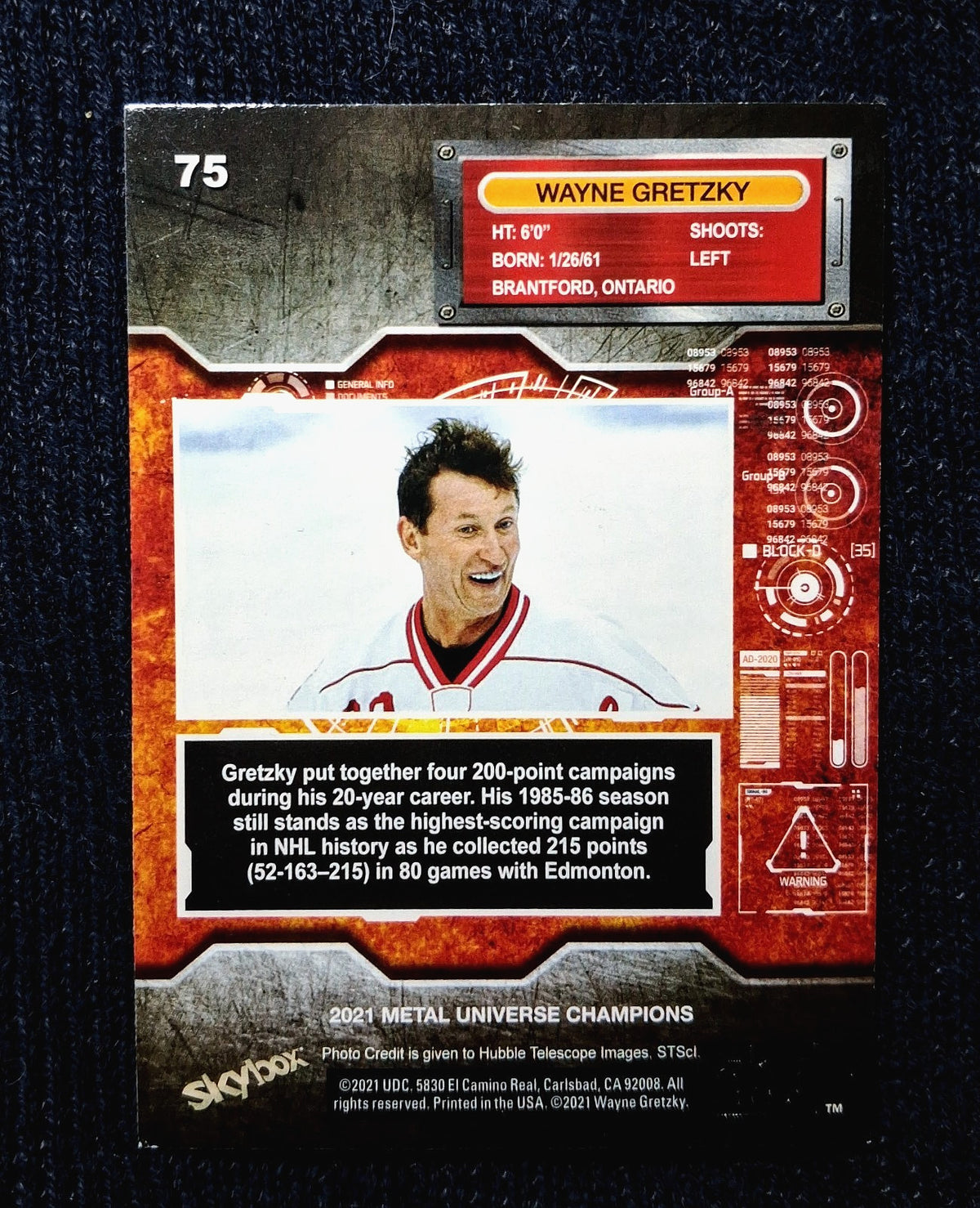 2021 NHL Skybox Metal Universe Wayne Gretzky #75 Champions Hockey Card