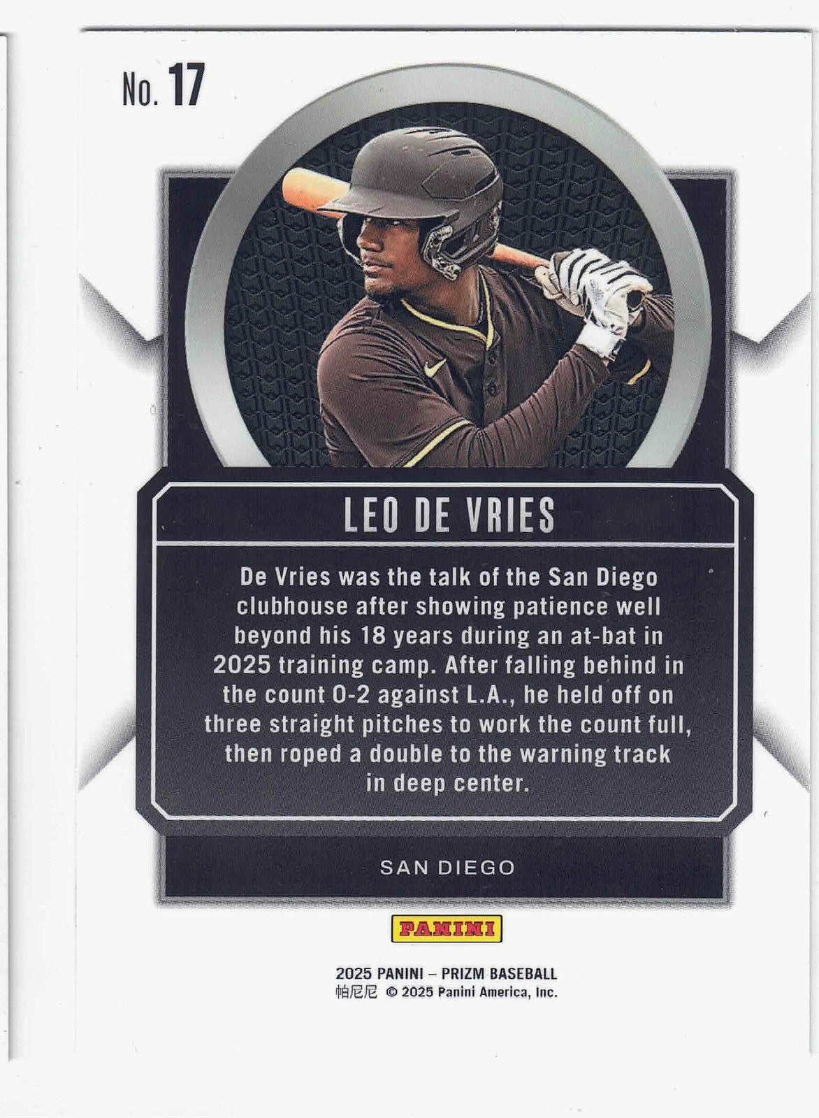 2025nPanini MLB Prizm LEO DeVRIES #17 [Talisman] San Diego Padres