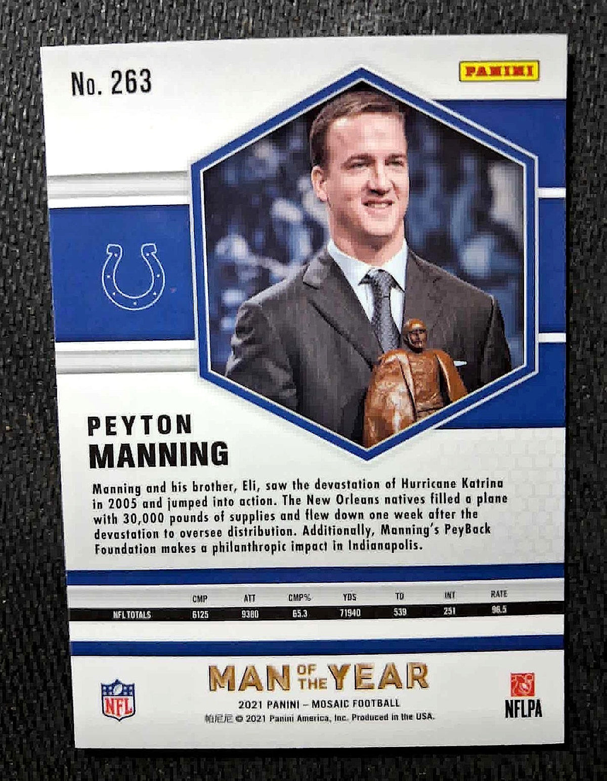 2021 Panini NFL Mosaic PEYTON MANNING #283 [Man of the Year] Indianapolis Colts