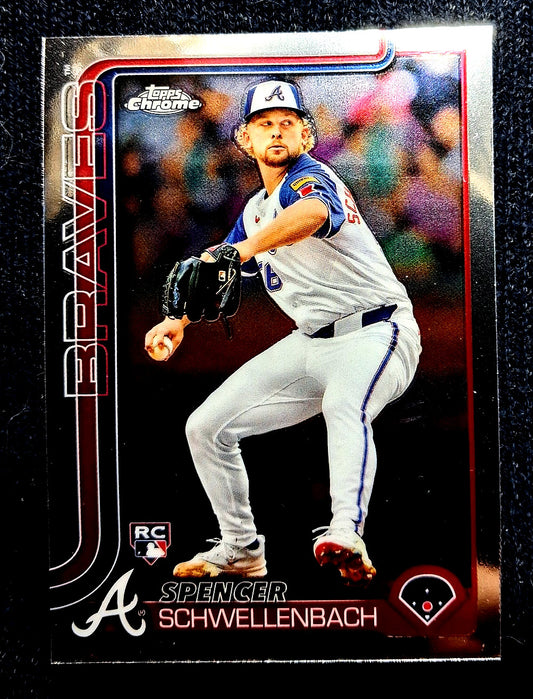 2025 Topps MLB Chrome SPENCER SCHWELLENBACH #203 [Base chrome]Atlanta Braves(RC)