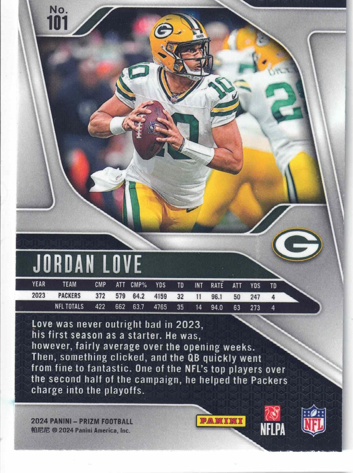 2024 Panini NFL Prizm JORDAN LOVE #101 [Base Set] Green Bay Packers