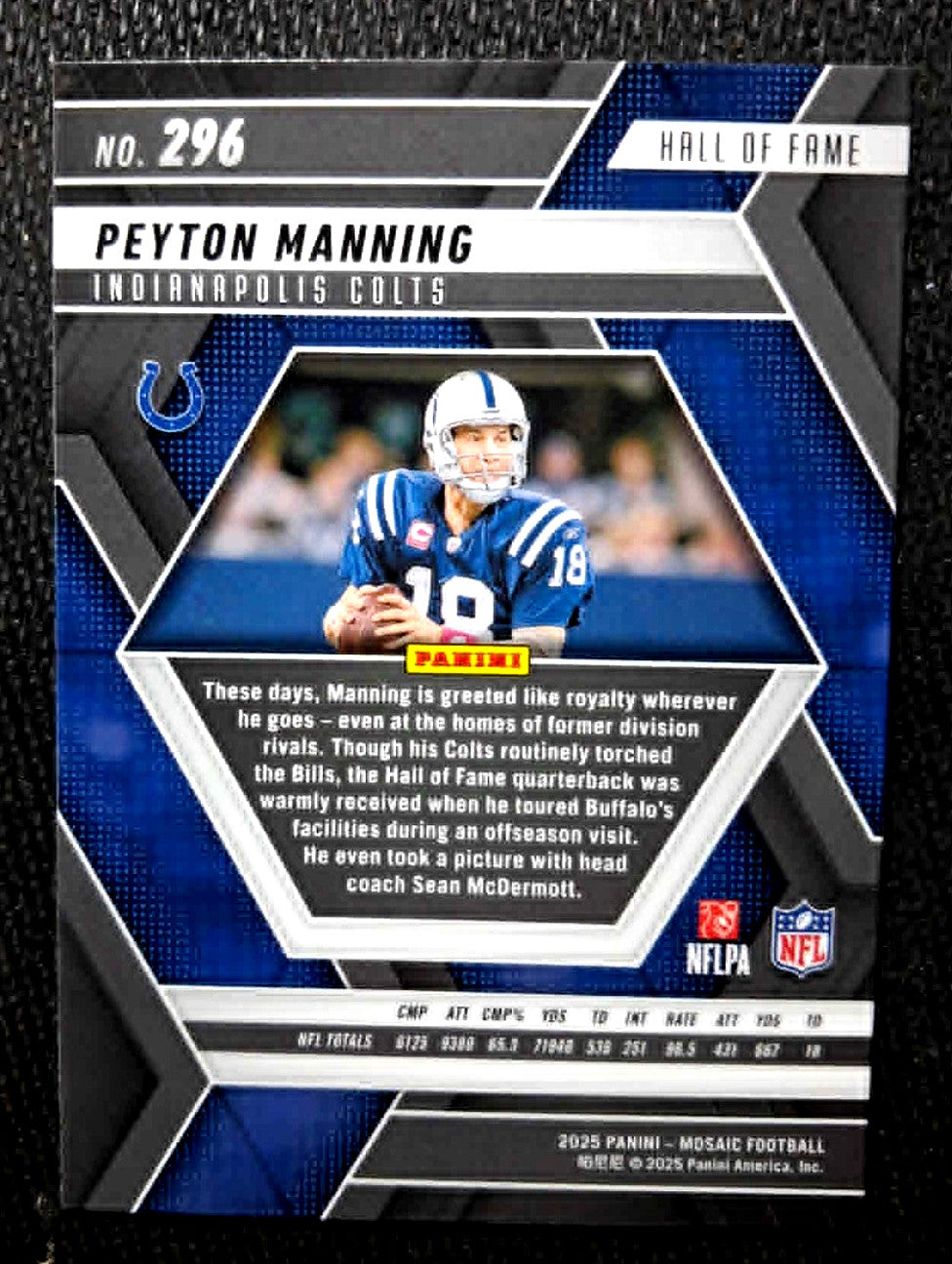 2025 Panini NFL Mosaic PEYTON MANNING #296 [HOF Inductee] Indianapolis Colts