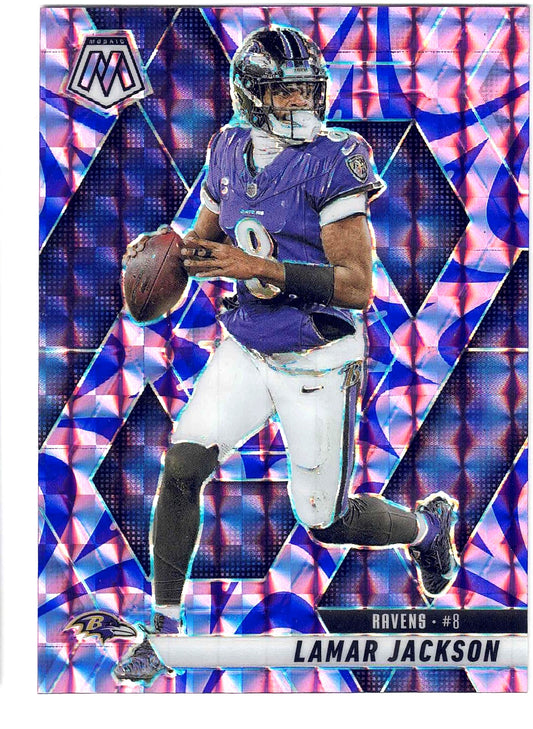 2025 Panini NFL Mosaic LAMAR JACKSON #3 [Purple Reactive] Baltimore Ravens