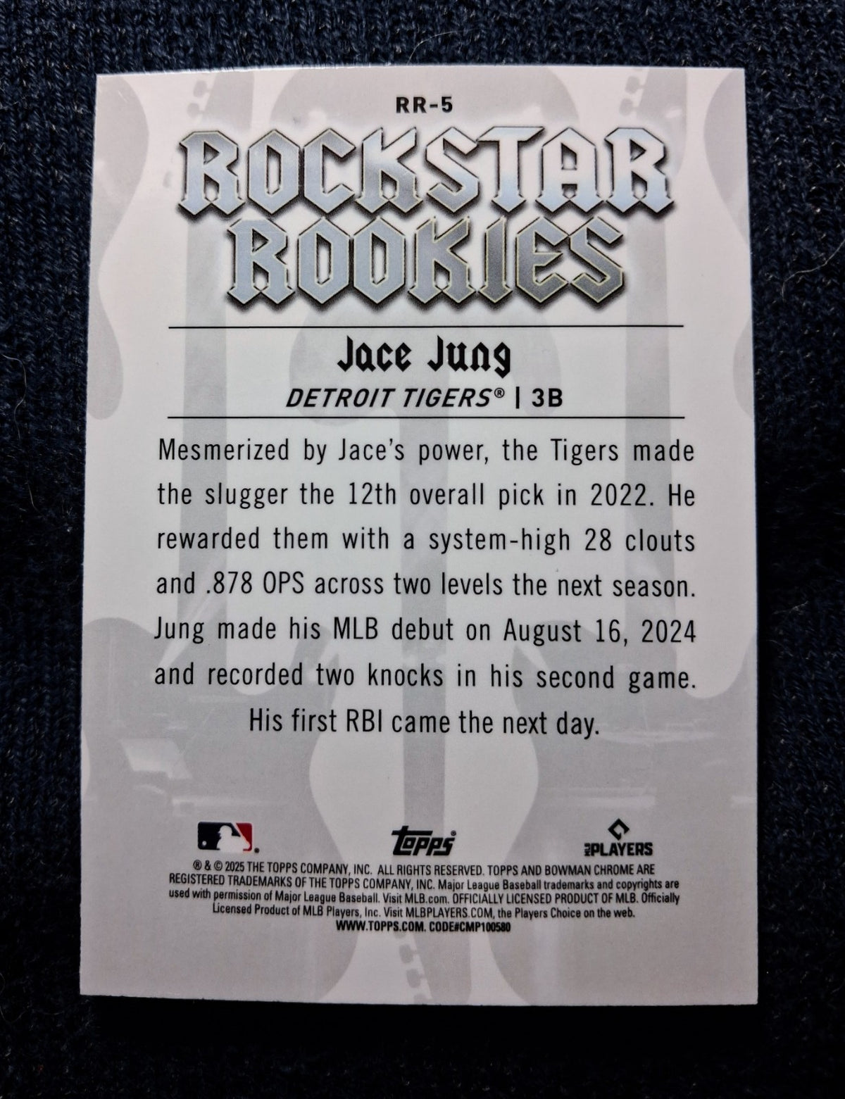 2025 Bowman MLB Chrome JACE JUNG #RR-5 [Rockstar Rookies] Detroit Tigers (RC)