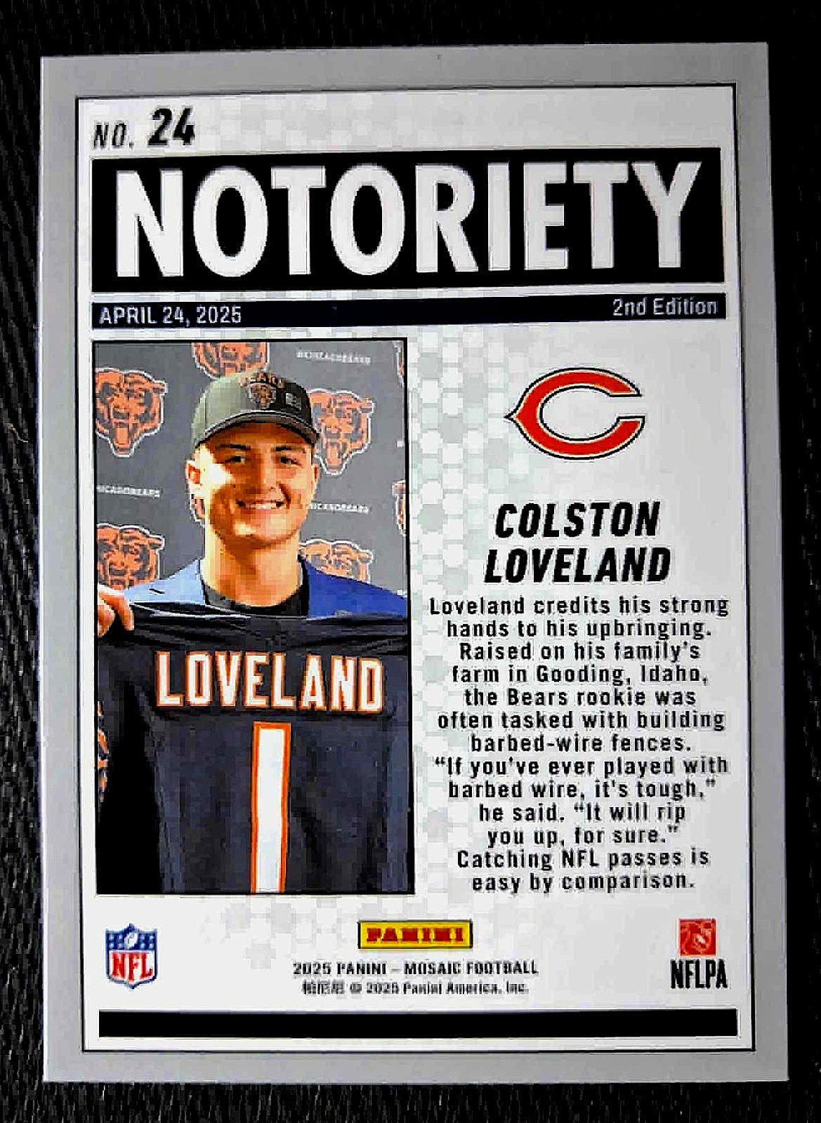 2025 Panini NFL Mosaic COLSTON LOVELAND #24 [Notoriety Refractor] Chicago Bears