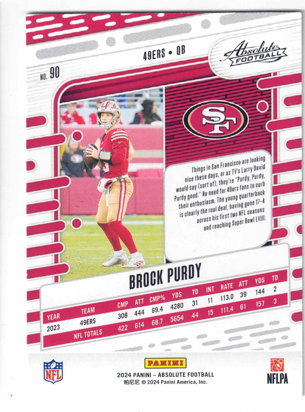 2024 Panini NFL Absolute BROCK PURDY #90 [Base Set] San Francisco 49ers