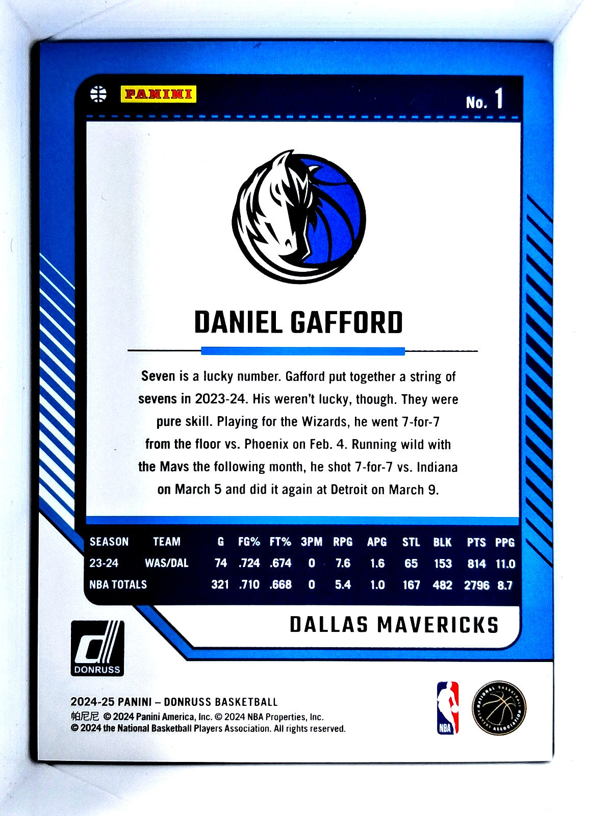 2024-25 Panini Donruss NBA Basketball No. 1 Daniel Gafford International Red