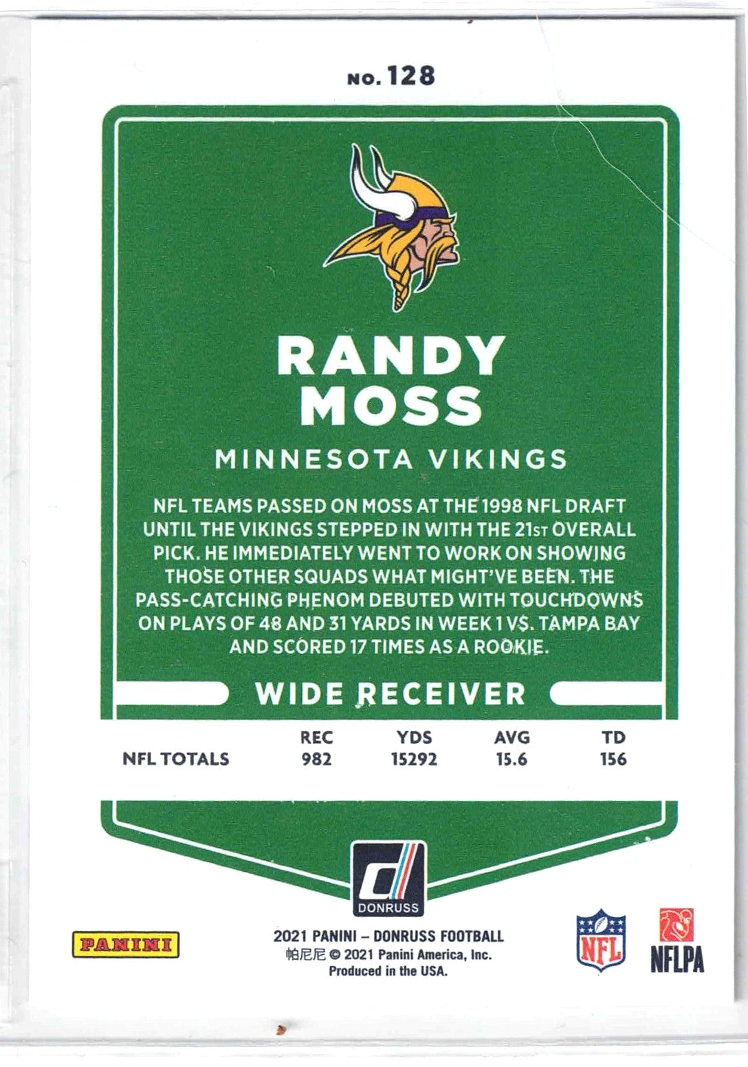 2021 Panini NFL Donruss RANDY MOSS #128  [Gold Press Proof Halo] Premo Stock